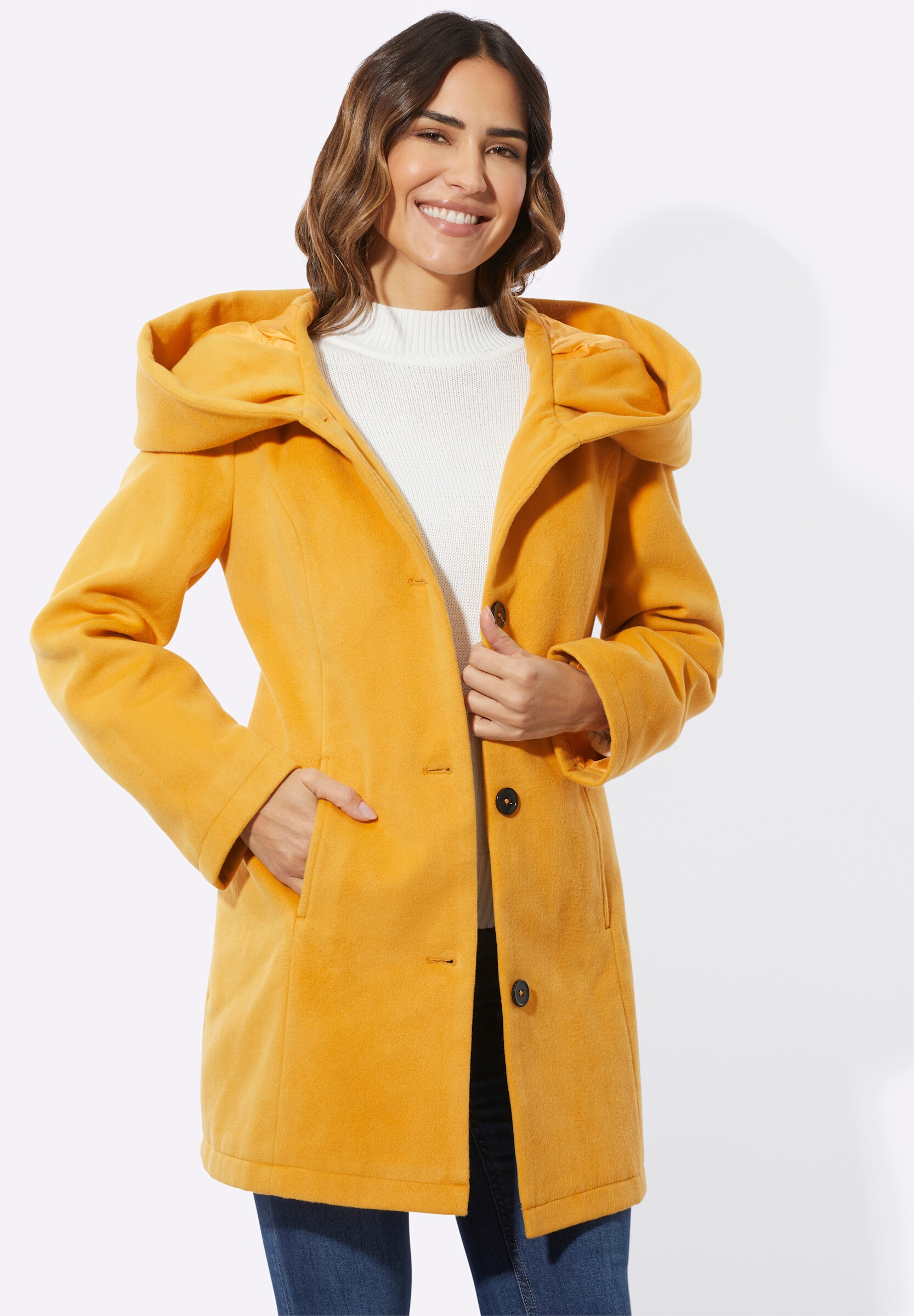 Sieh an! Allwetterjacke »Longjacke Jacke mit großer Kapuze« mit Kapuze