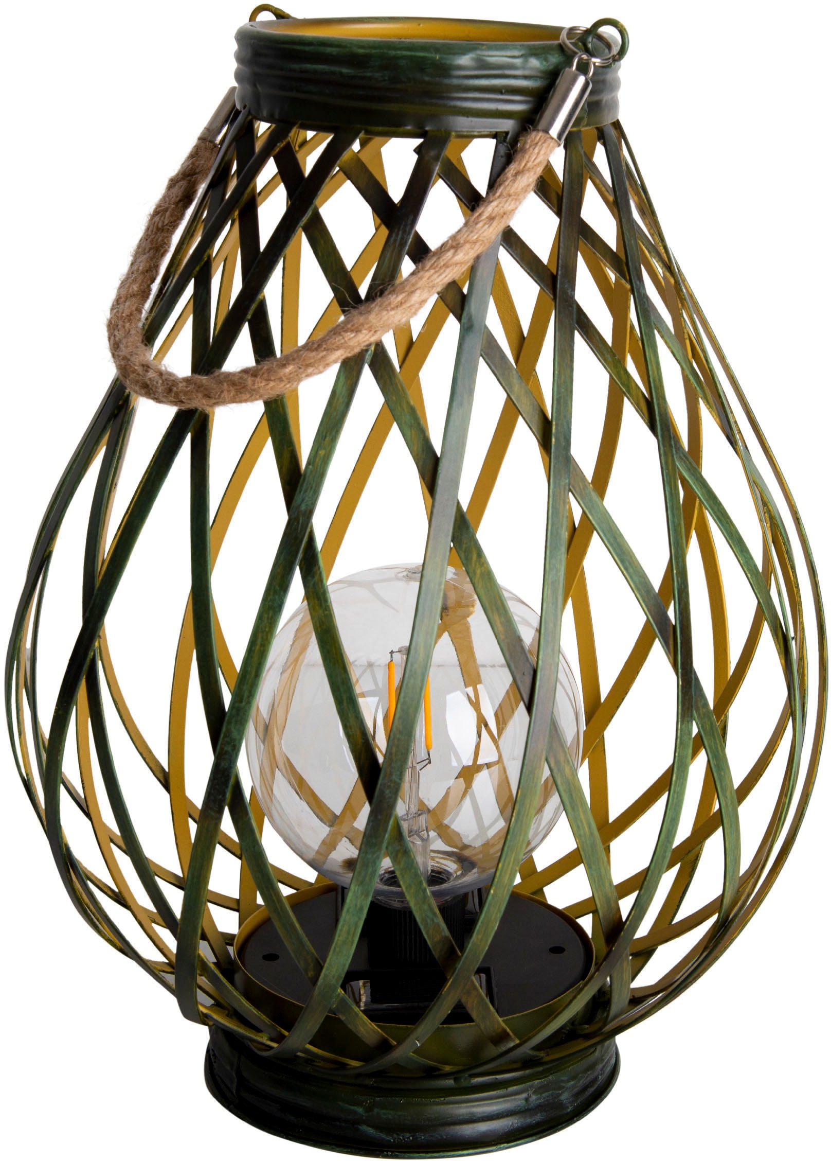 LED flammig-flammig, Solarleuchte »Baluba«, 1 Leuchtbulb inkl. OTTO Flechtoptik Kordelgriff/Aufhängung, bestellen näve in grün/gold, bei