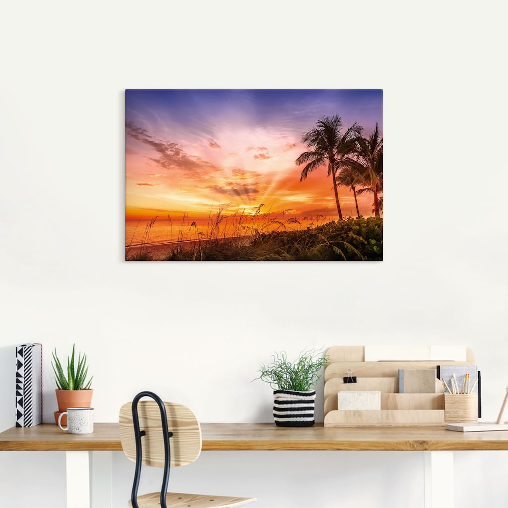 •	Artland Wandbild »BONITA BEACH Malerischer Sonnenuntergang«, (1 St.), in vielen Größen & Produktarten - Alubild/-Outdoorbild für den Außenbereich, Leinwandbild, Poster, Wandaufkleber/Wandtattoo auch für Badezimmer geeignet