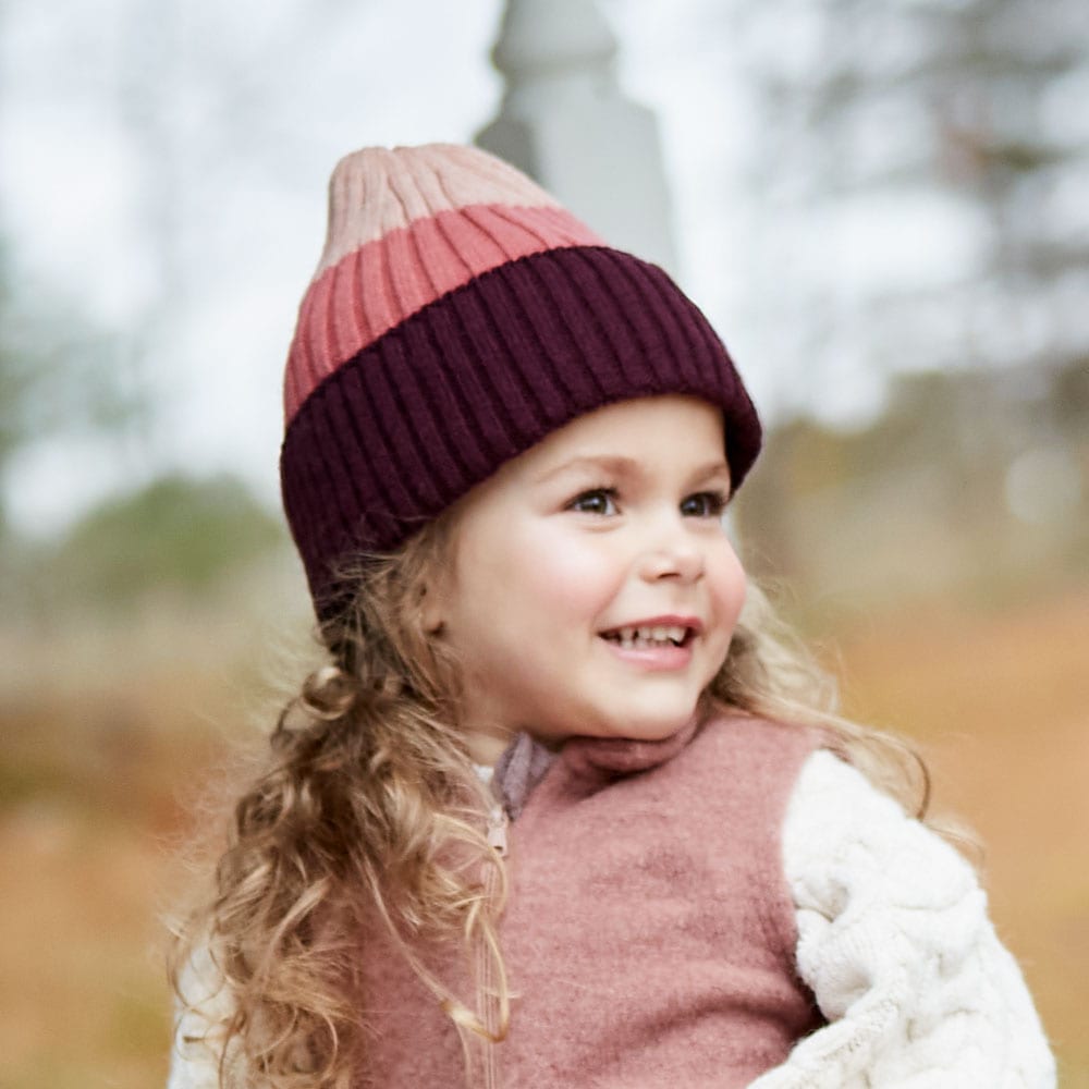 MAXIMO Beanie Wollanteil, gestrickt, gefüttert, mit Umschlag, breit gestreift