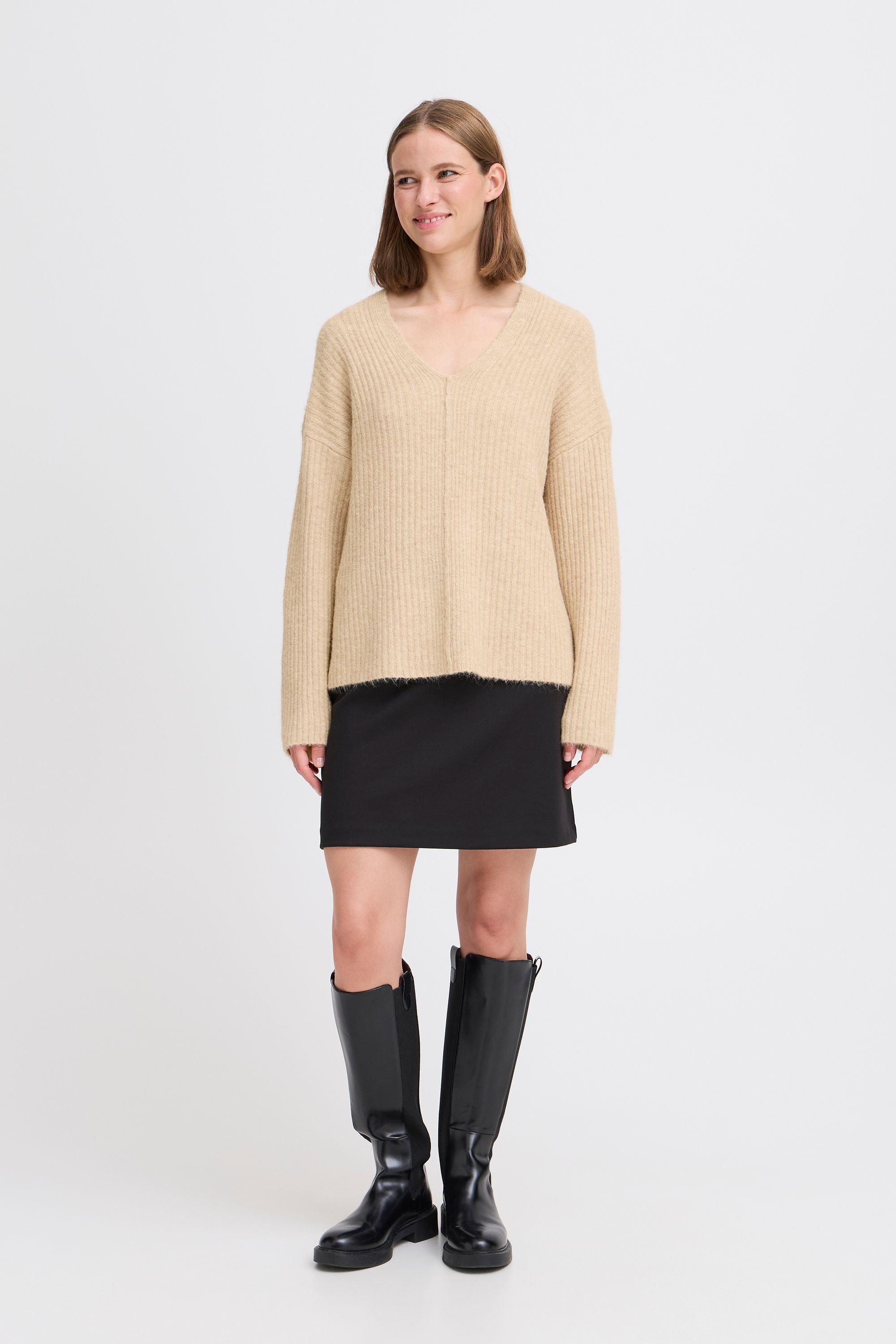 b.young Strickfleece-Pullover »Strickpullover BYOMEA V-NECK JUMPER -«