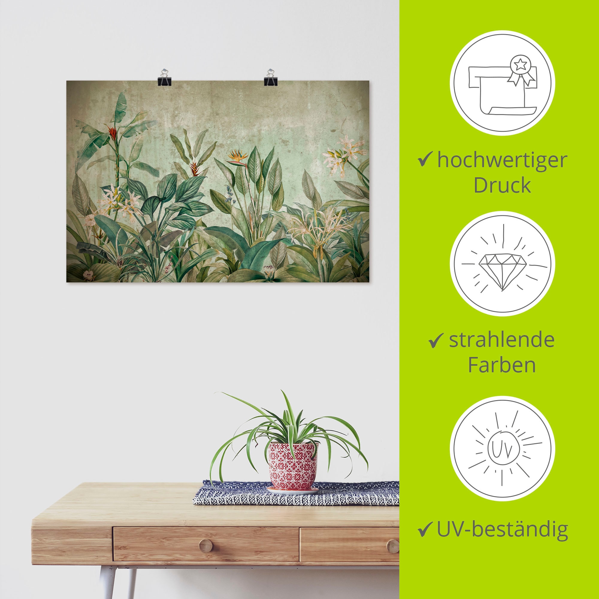 Artland Wandbild »Exotische Dschungel Landschaft« Blumenwiese 1 Stk. tlg. als Alubild, Leinwandbild, Poster, Wandaufkleber in verschied. Größen