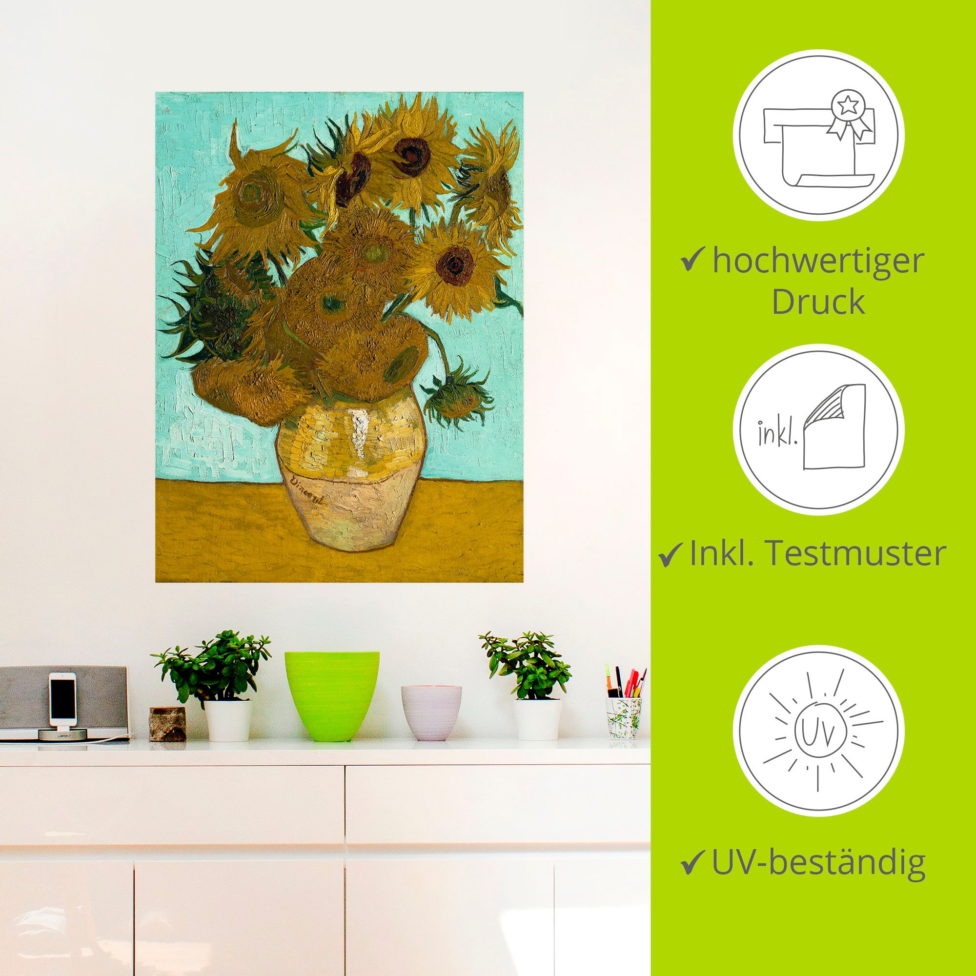 Artland Wandbild »Vase mit Sonnenblumen. 1888«, Blumen, (1 St.), als Leinwandbild, Poster, Wandaufkleber in verschied. Größen