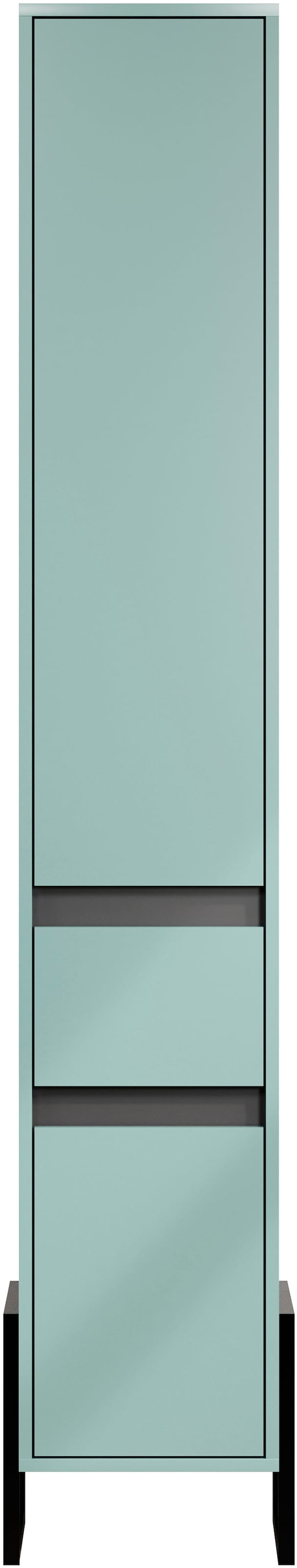 welltime Hochschrank »Malcesine«, (1 St.), Griffloser Badschrank in Blau mit Metallgestell - (B/T/H) 36/35/190 cm