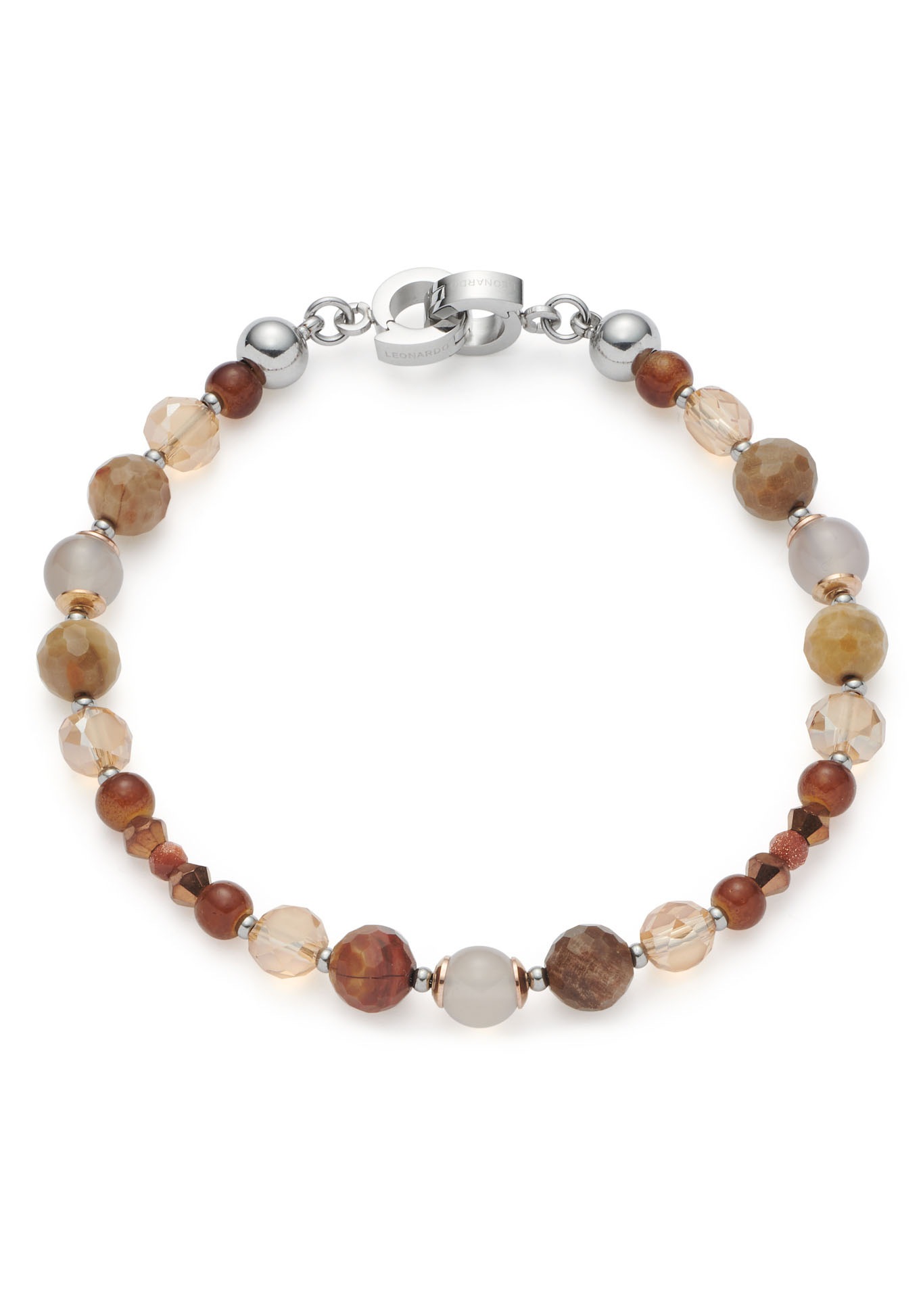 LEONARDO Armband »Caralina Clip&Mix, 021540«, mit Achat, Jaspis, Quarz - mit Cat´s Eye, Glasperle