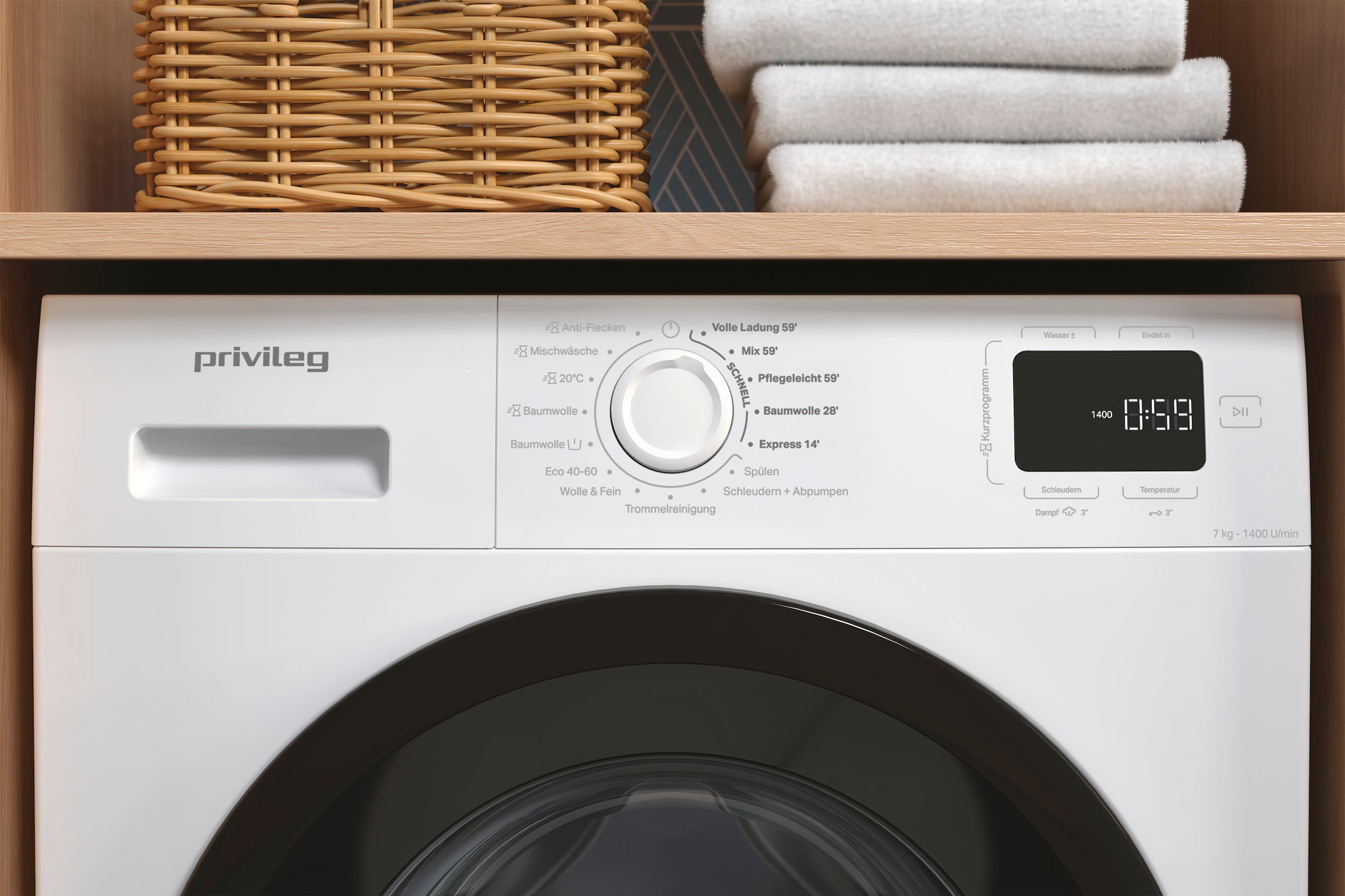 Privileg Waschmaschine MY TIME »PWF 774A MY TIME DE«, 7 kg, 1400 U/min, Quick Cycles – 5 Programme in unter 1 Stunde
