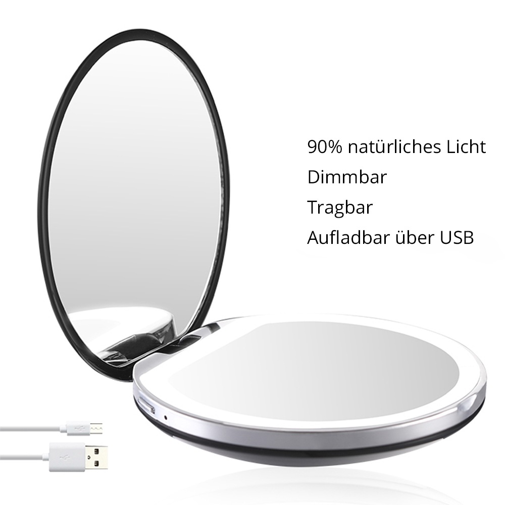 AILORIA Taschenspiegel »Taschenspiegel mit dimmbarer LED-Beleuchtung (USB) MAQUILLAGE«