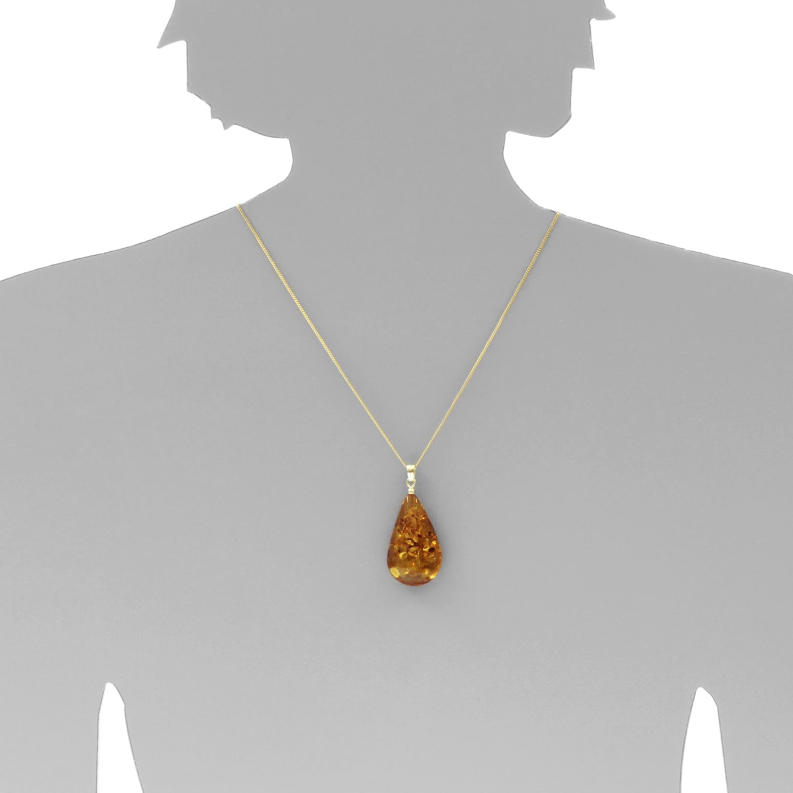 OSTSEE-SCHMUCK Kettenanhänger »- Tropfen ca. 38 mm lang - Gold 585/000 - Bernstein -,«