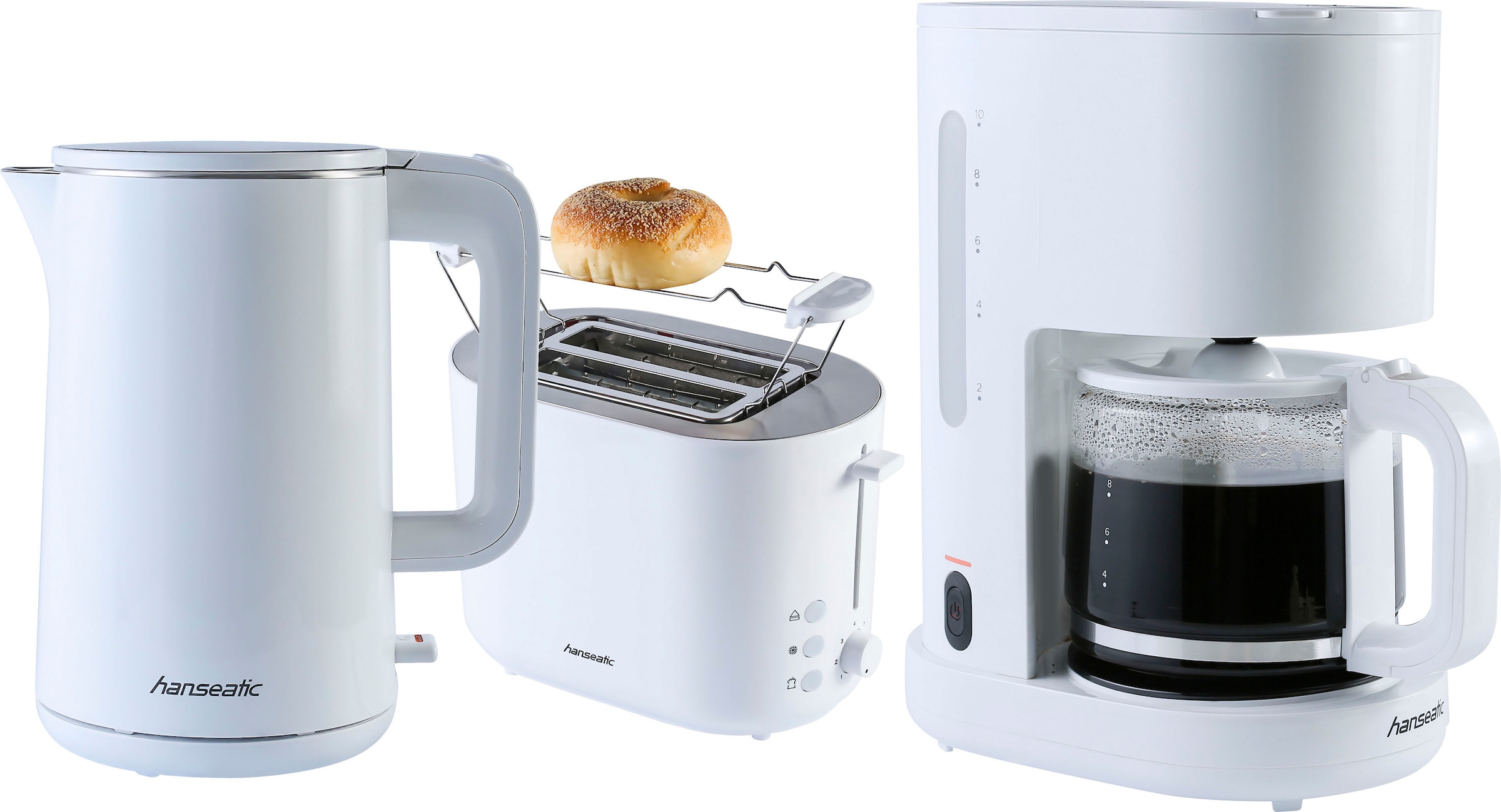 Hanseatic Toaster »HT2850WD«, 2 kurze Schlitze, für 2 Scheiben, 850 W, mit Brötchenaufsatz