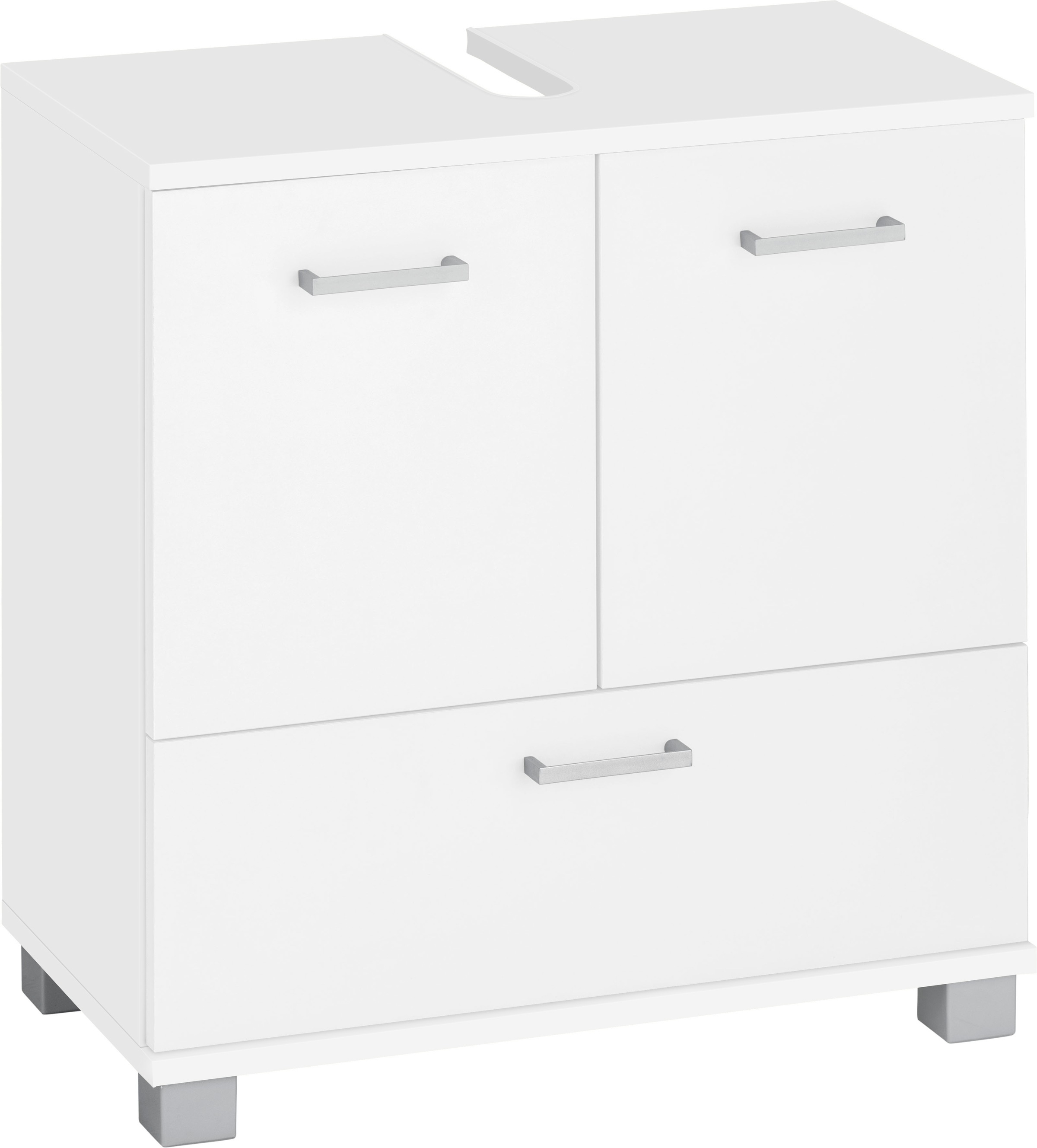 Schildmeyer Waschbeckenunterschrank »Mobes«, Breite/Höhe: 59,8/62,4 cm, Badschrank mit Doppeltür und Klappe, Aussparung für Abwasserleitung
