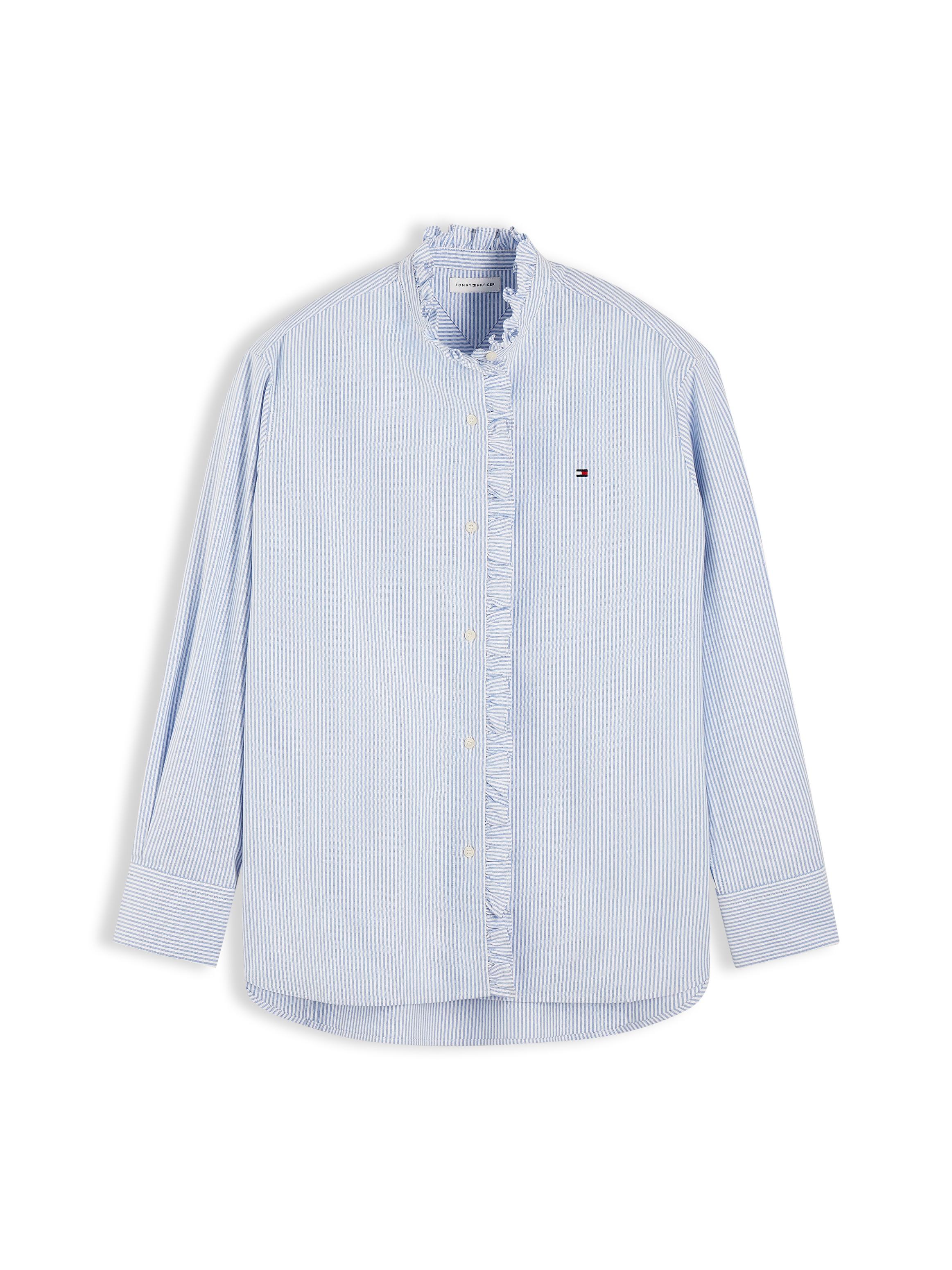 Tommy Hilfiger Langarmbluse »OXFORD RUFFLES RELAXED LS SHIRT« Baumwolle, relaxed fit, mit Rüschen Detail