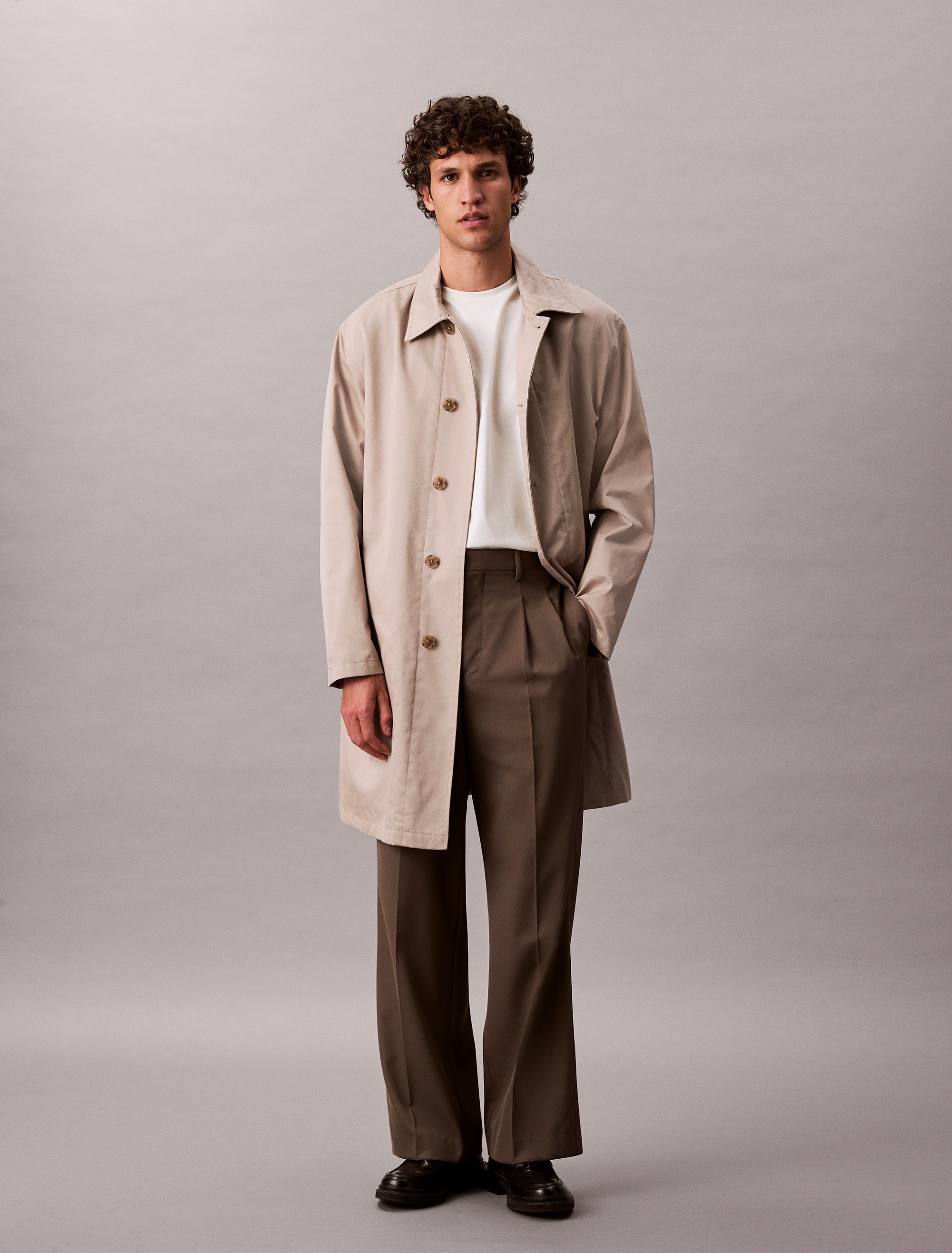 Calvin Klein Langmantel »LS COTTON NYLON TRENCH COAT« Mit Rundhalsausschnitt in grün, Größe XL