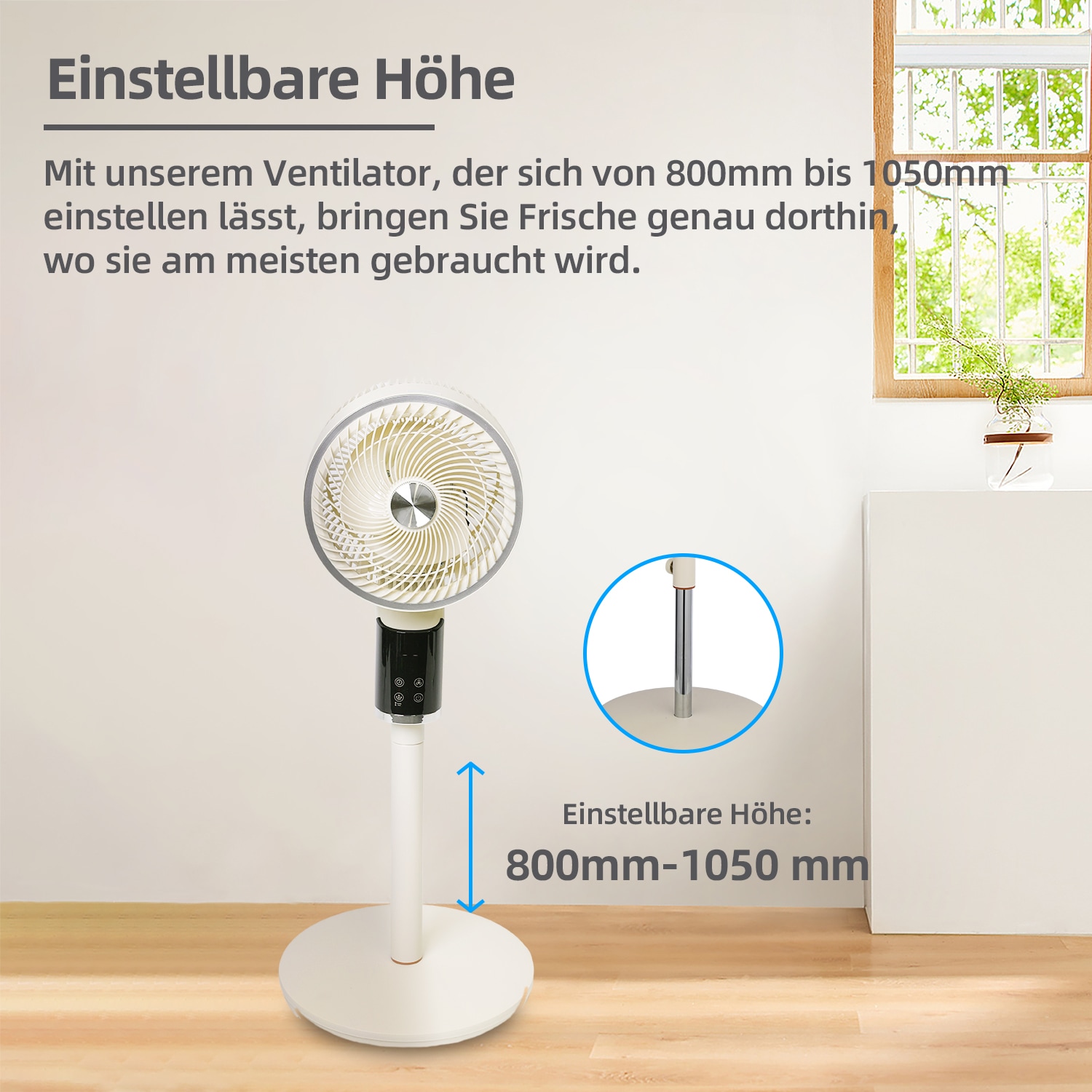 be cool Standventilator »Design-Standventilator 26cm mit 3D-Oszillation & Aromabox beige«, 3D-Osszilation, Aromabox