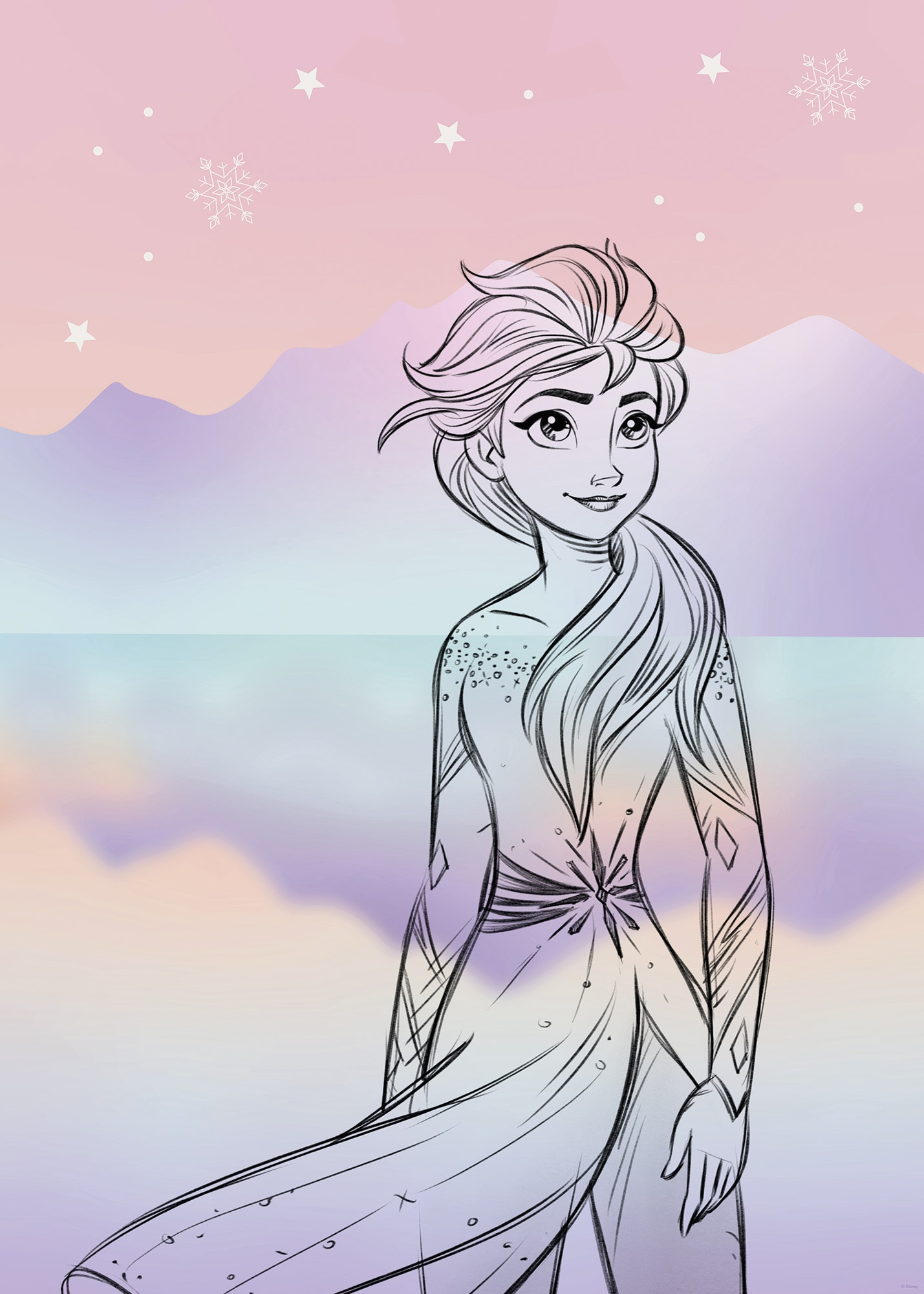 Komar Wandbild »Disney Frozen Pastell Lights«, Disney, (Set, 1 St.), 50 x 70 cm (Breite x Höhe) - Kinderzimmer, Dekoration