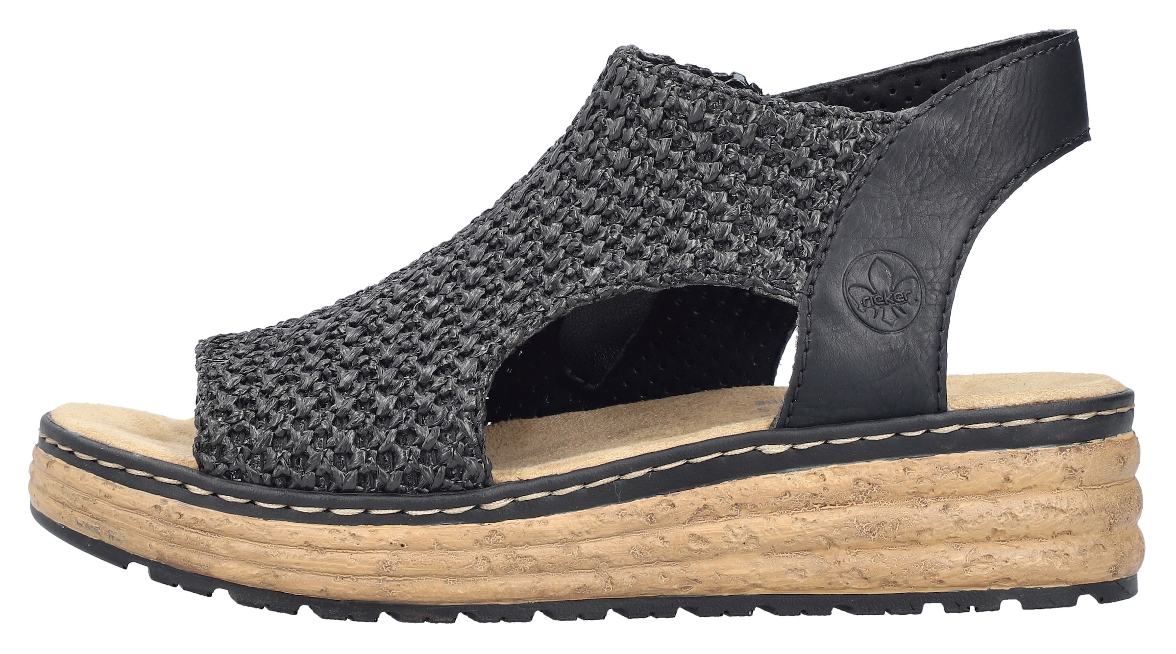 Rieker Plateausandale, Sommerschuh, Sandalette, Urlaubschuh mit Reißverschluss