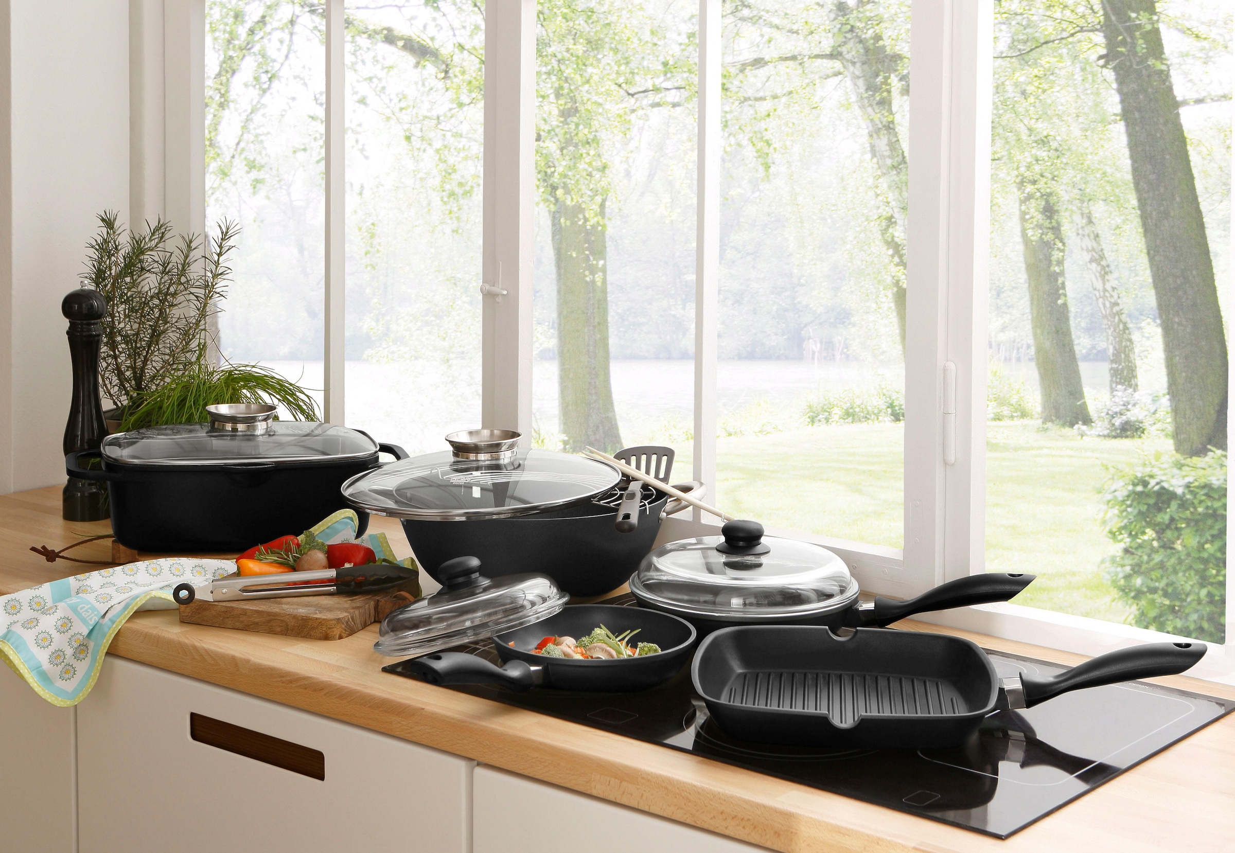 GSW Topf-Set »Gourmet«, Aluminiumguss, (Set, Pfannen-Set, bei Küchenzange), tlg., 2 8 Bräter, OTTO Induktion 1 Wok, 1 Glasdeckel, 1 (3-tlg. kaufen