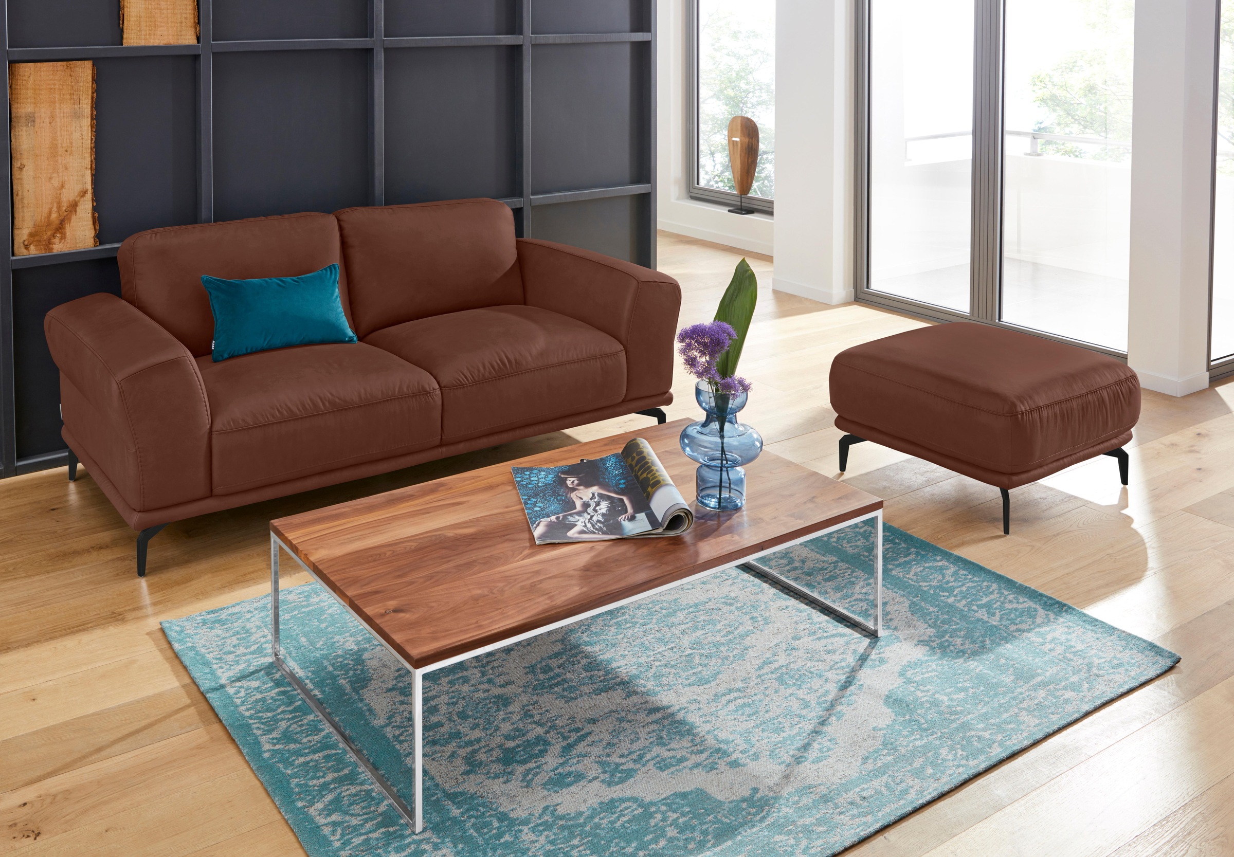 W.SCHILLIG Hocker »montanaa« mit Metallfüßen in Schwarz pulverbeschichtet, Breite 71 cm
