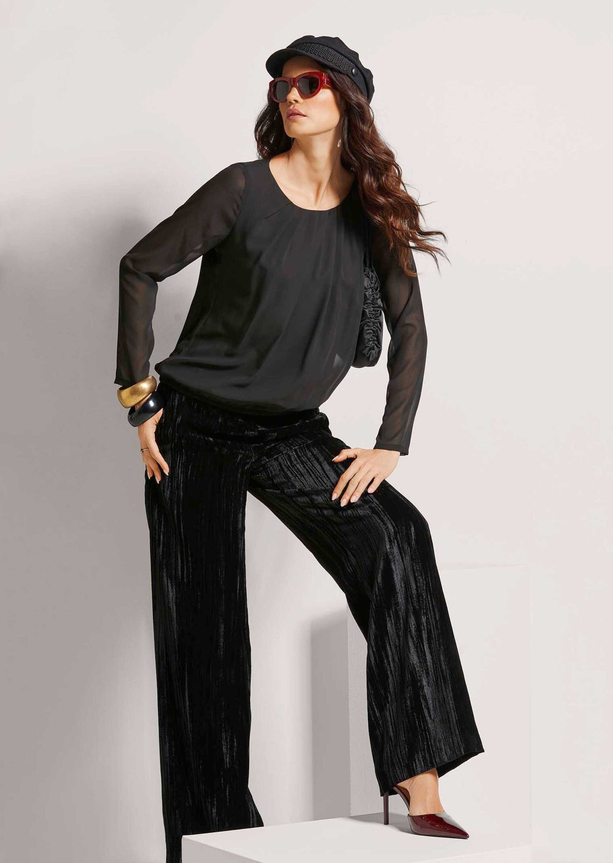 MADELEINE Langarmbluse »Bluse Rundhals-Bluse mit transparenten Ärmeln«