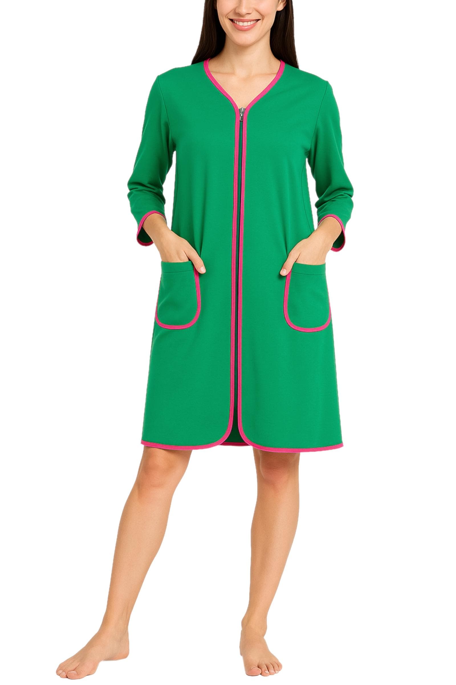 AQUARTI Damenbademantel »Bademantel Aquarti Damen Bademantel mit Reißverschluss 3/4 Ärmel«