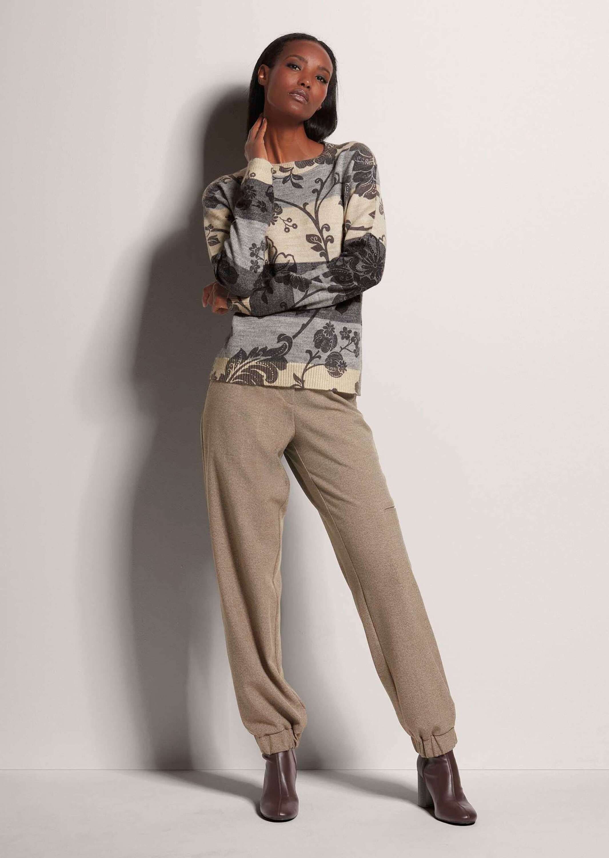 MADELEINE Longpullover »Strickpullover Rundhals-Pullover im Muster-Mix«