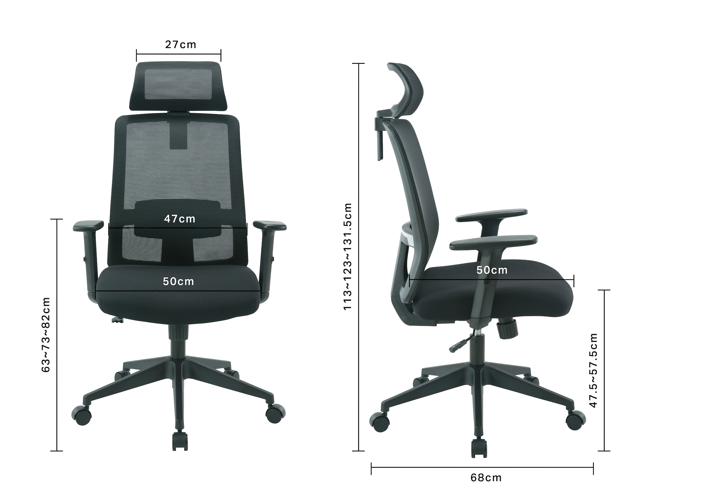 INOSIGN Bürostuhl »Tallard, Mesh Schreibtischstuhl, ergonomische Ausstattung«, Netzstoff, verstellbare Kopfstütze, Lumbalstütze & Armlehnen