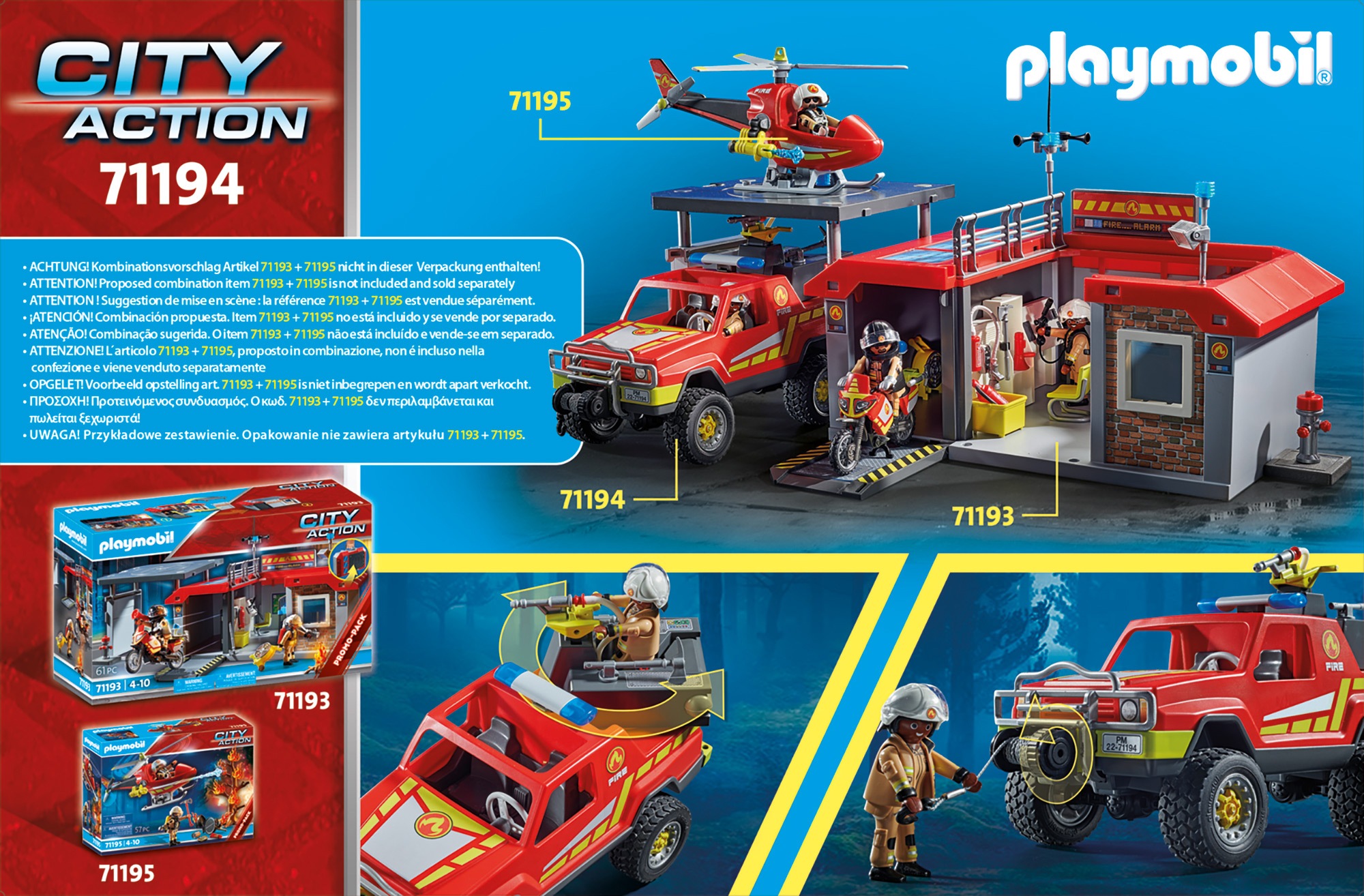 Playmobil® Konstruktions-Spielset »Feuerwehr-Löschtruck (71194), City Action«, (49 St.), Made in Germany