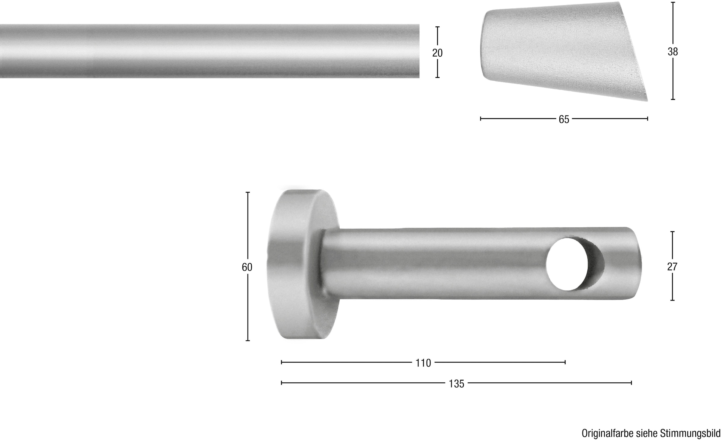 GARESA Gardinenstange »MOLIS« Ø 20 mm 1 läufig-läufig Wunschmaßlänge Vorhanggarnitur, verlängerbar, Wandmontage, Keil, ohne Ringe
