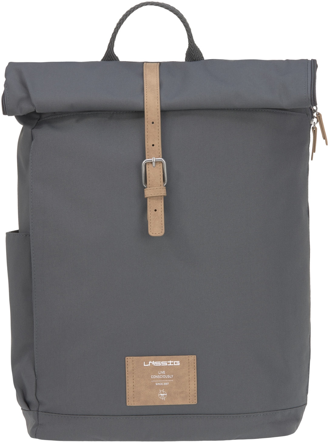 LÄSSIG Wickelrucksack »Green Label, Rolltop, anthracite«, PETA-approved vegan; zum Teil aus recyceltem Material