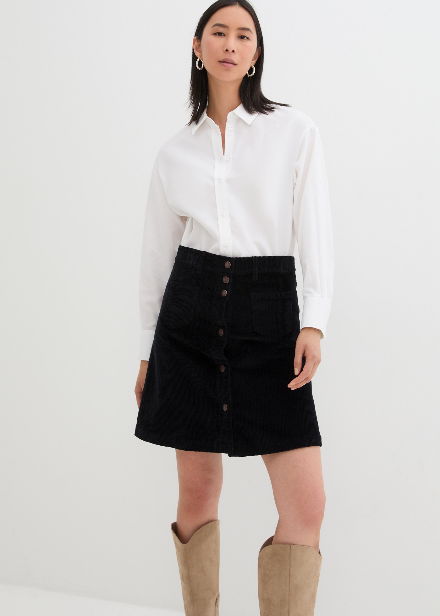 bonprix Cordrock »Stretch-Cordrock mit Knopfleiste« aus Baumwolle und Elasthan, A-Linie, mit Knopfleiste