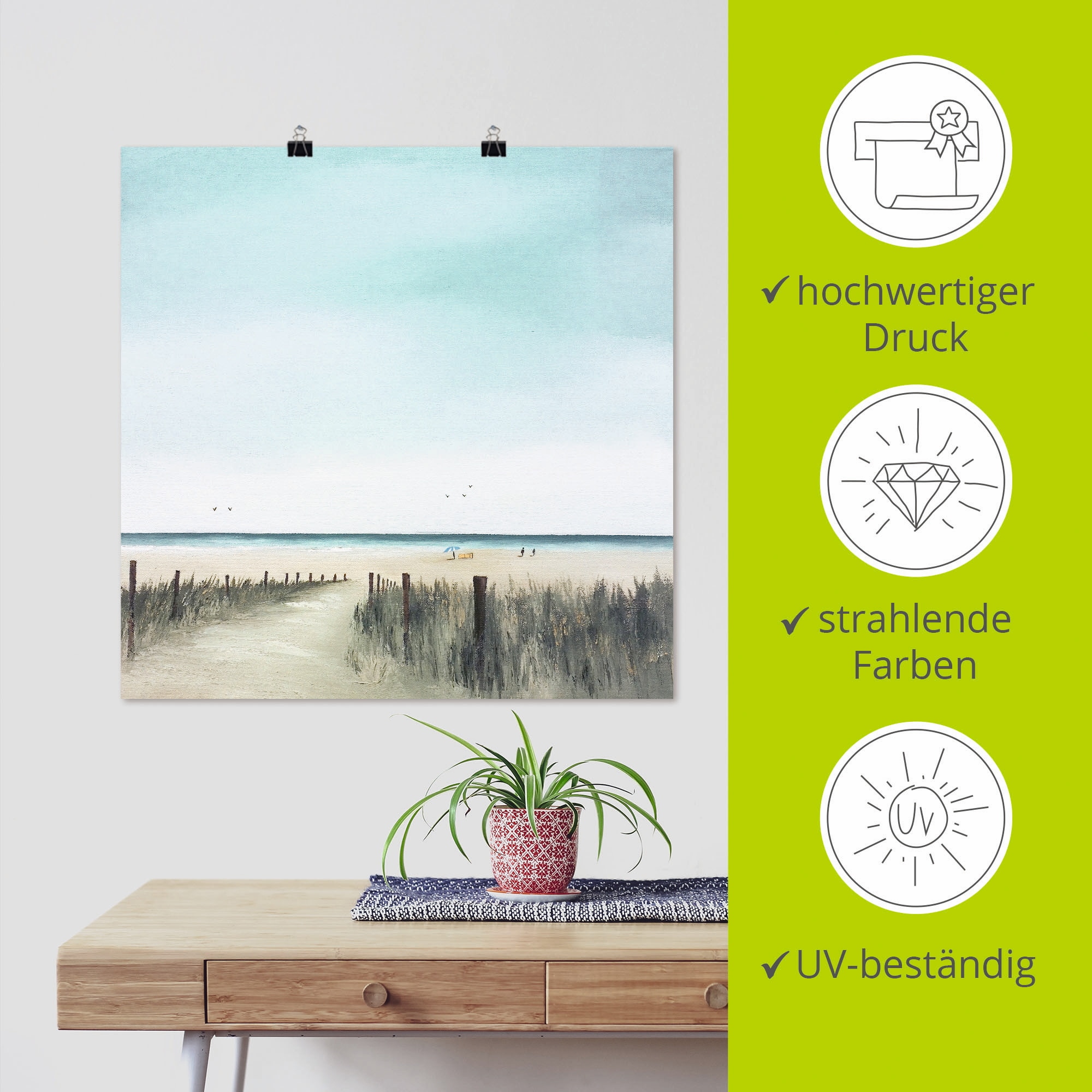 Artland Wandbild »Sonniger Morgen II« Strand 1 Stk. tlg. als Leinwandbild, Poster in verschied. Größen