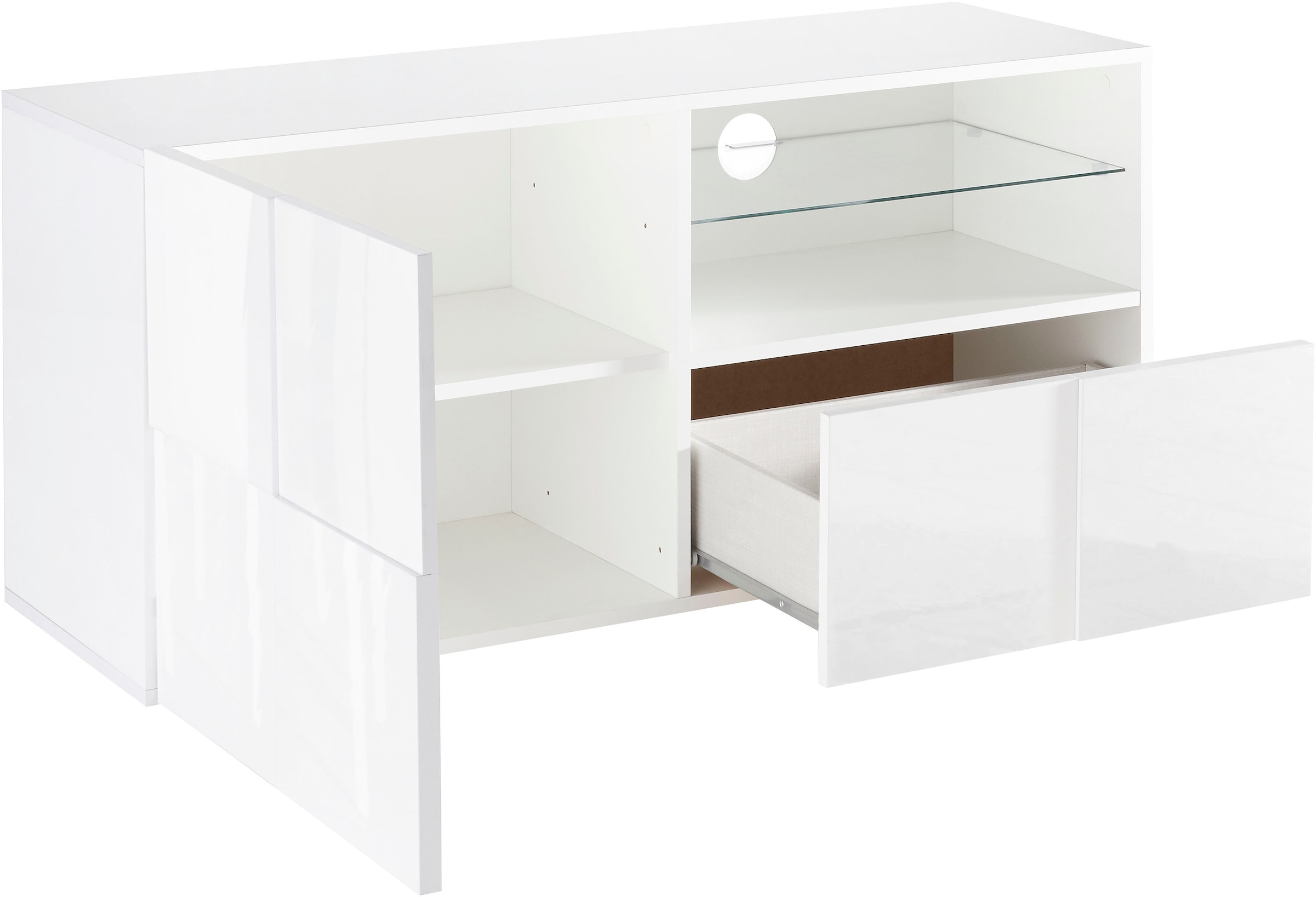 INOSIGN Lowboard »Dama Breite 121 cm, TV-Board 1 Tür, 1 Schubkasten, TV-Schrank«, Front in 3D-Optik, grifflos, verschiedene Farben