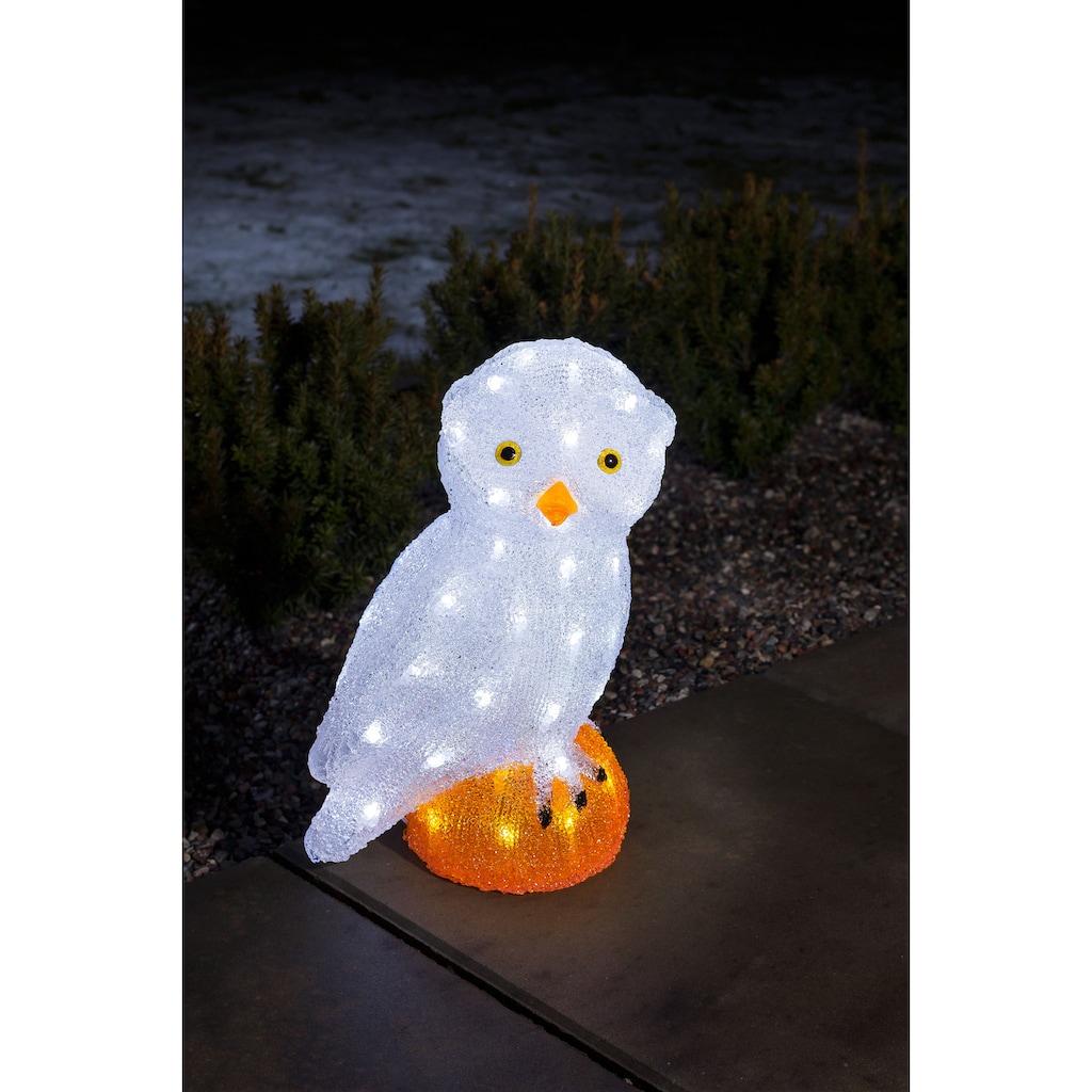 KONSTSMIDE Weihnachtsfigur »Weihnachtsdeko aussen«, LED Acryl Eule, groß, 56 kalt weiße Dioden