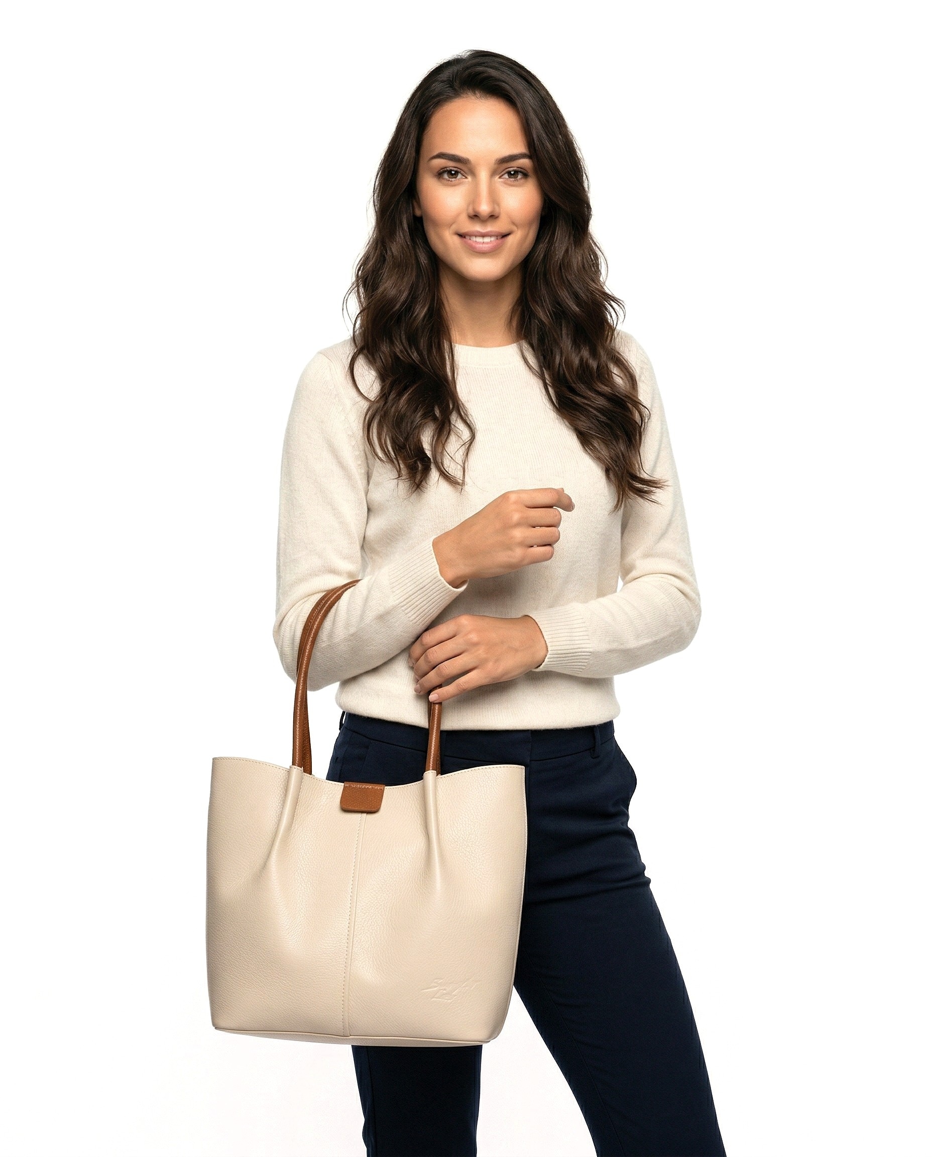 Samantha Look Henkeltasche echt Leder, Made in Italy