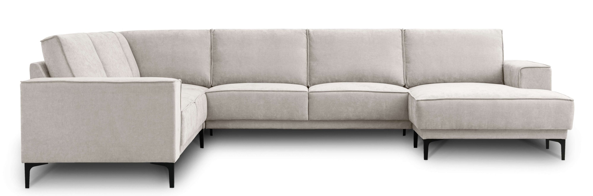 Places of Style Wohnlandschaft »XXL Sofa Oland, Struktur, Flachgewebe, Luxus-Microfaser, Boucle«, U-Form, 342 cm, Wellenunterfederung, Skandi-Design, Metallfüße