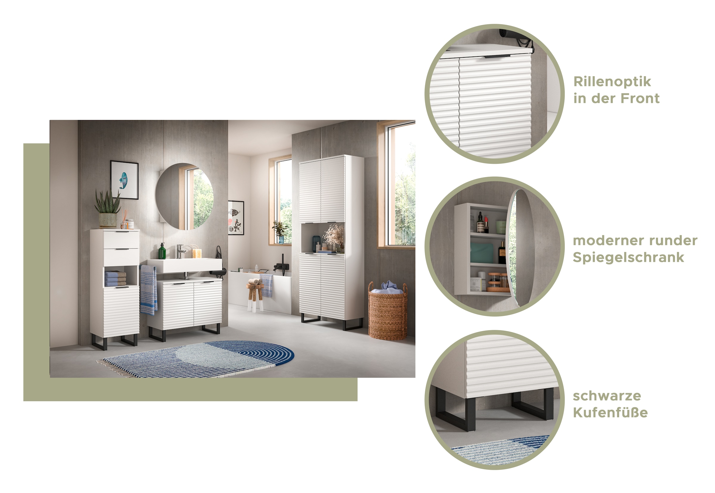 welltime Hochschrank »Litica, Höhe 193 cm, 4 Türen, 2 Einlegeböden, 1 offenes Fach«, Badschrank, Standschrank, Badezimmer, Bad-Möbel