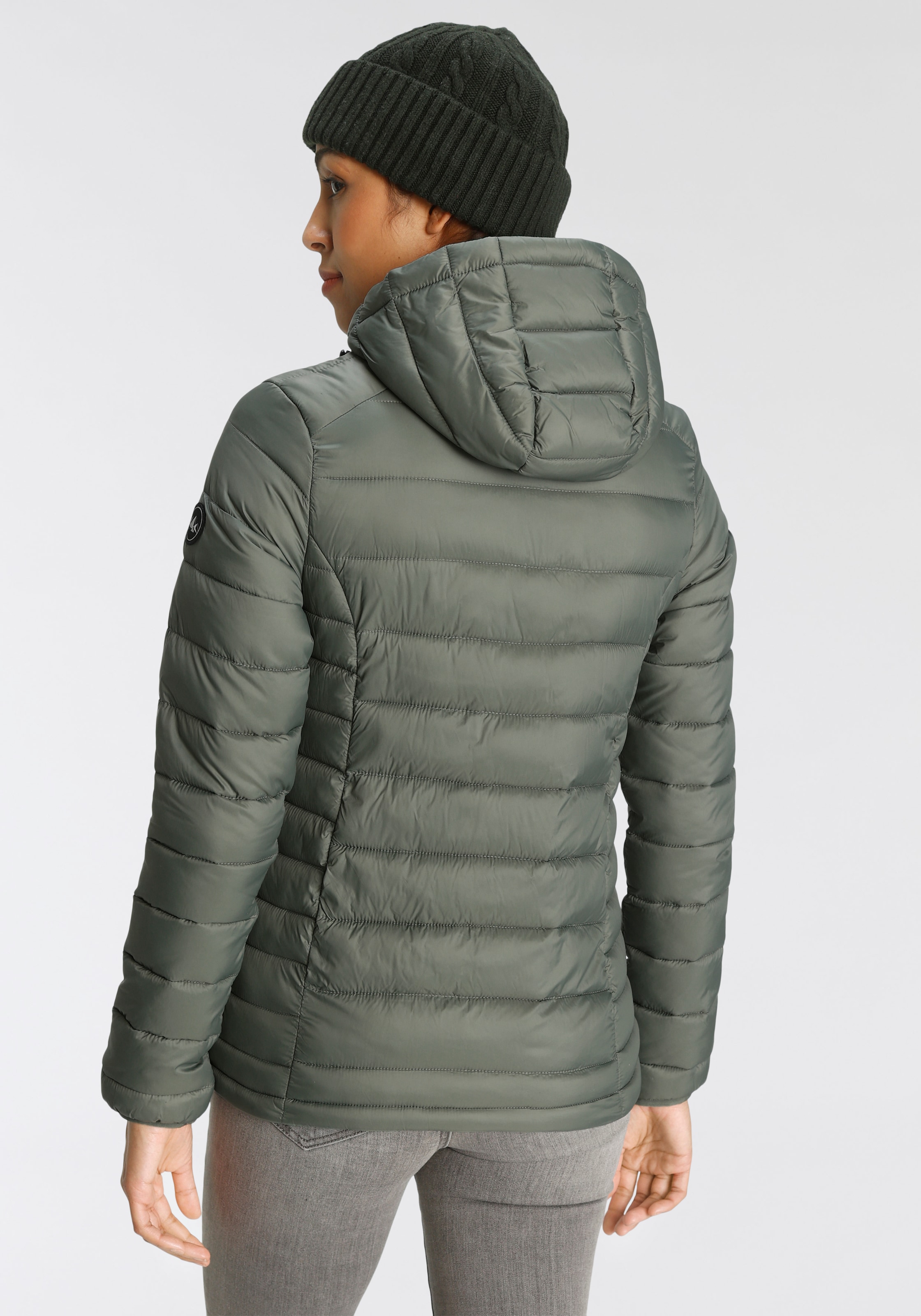 Polarino Steppjacke, mit Kapuze, Übergangsjacke für kühle Tage, aus leichtem Webmaterial