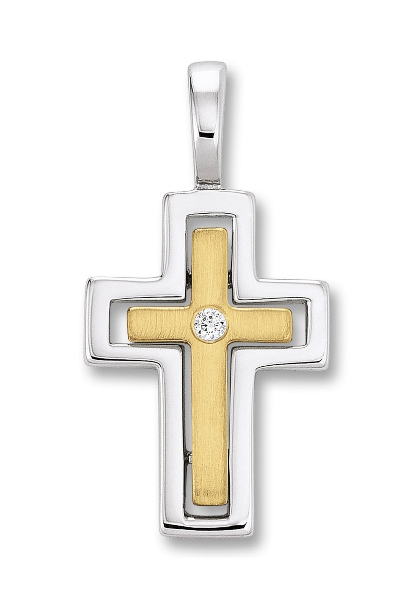 ONE ELEMENT Kettenanhänger »Zirkonia Kreuz Anhänger aus 925 Silber«