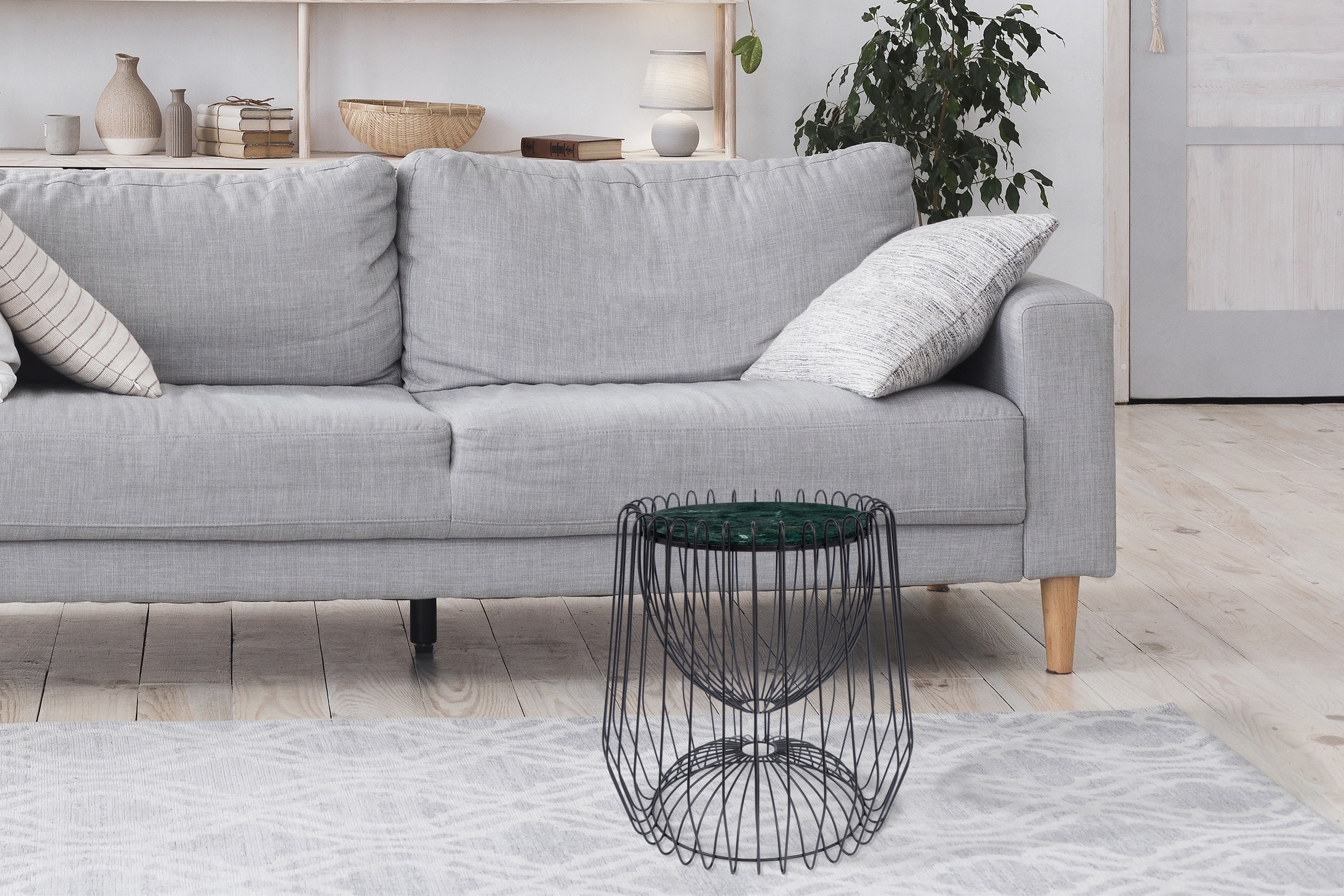 Kayoom Beistelltisch »Malibu 225, Beistelltisch mit edler Marmorplatte«, (1 St.), ø-Marmorplatte: 33,5 cm, angesagtes Metalldesign, pflegeleicht