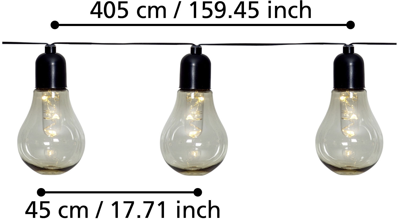 EGLO Lichterkette »LED Lichterkette Libisa, Balkon Deko, Glühbirnen, IP44 Outdoor,« 10 Stk.-flammig Kunststoff, 10 Leuchtmittel, 4,05m Kabel, batteriebetrieben, Terrasse