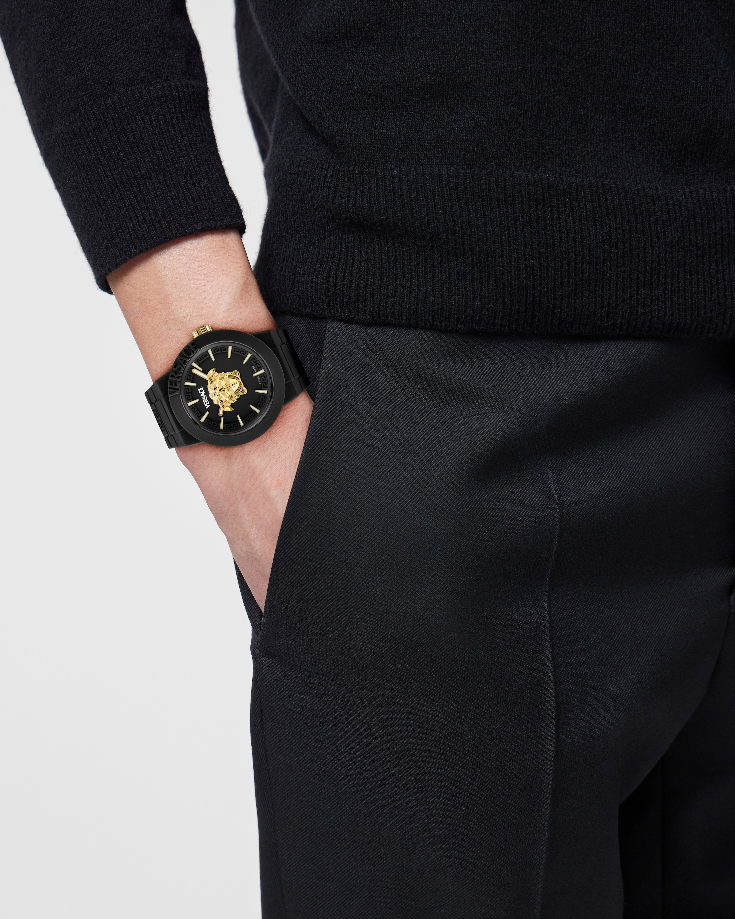 Versace Quarzuhr »V-POP GENTS« Armbanduhr, Herrenuhr, Swiss Made, Silikonarmband, analog, Saphirglas