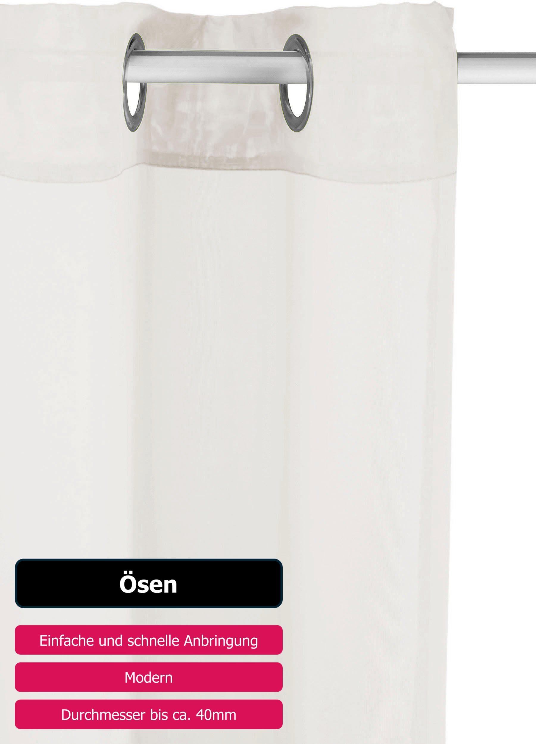 OTTO home Gardine »XANA« Ösen 1 Stk. tlg. Bestseller, einfarbig, 1 bzw. 2er Set, pflegeleicht, Bestseller!