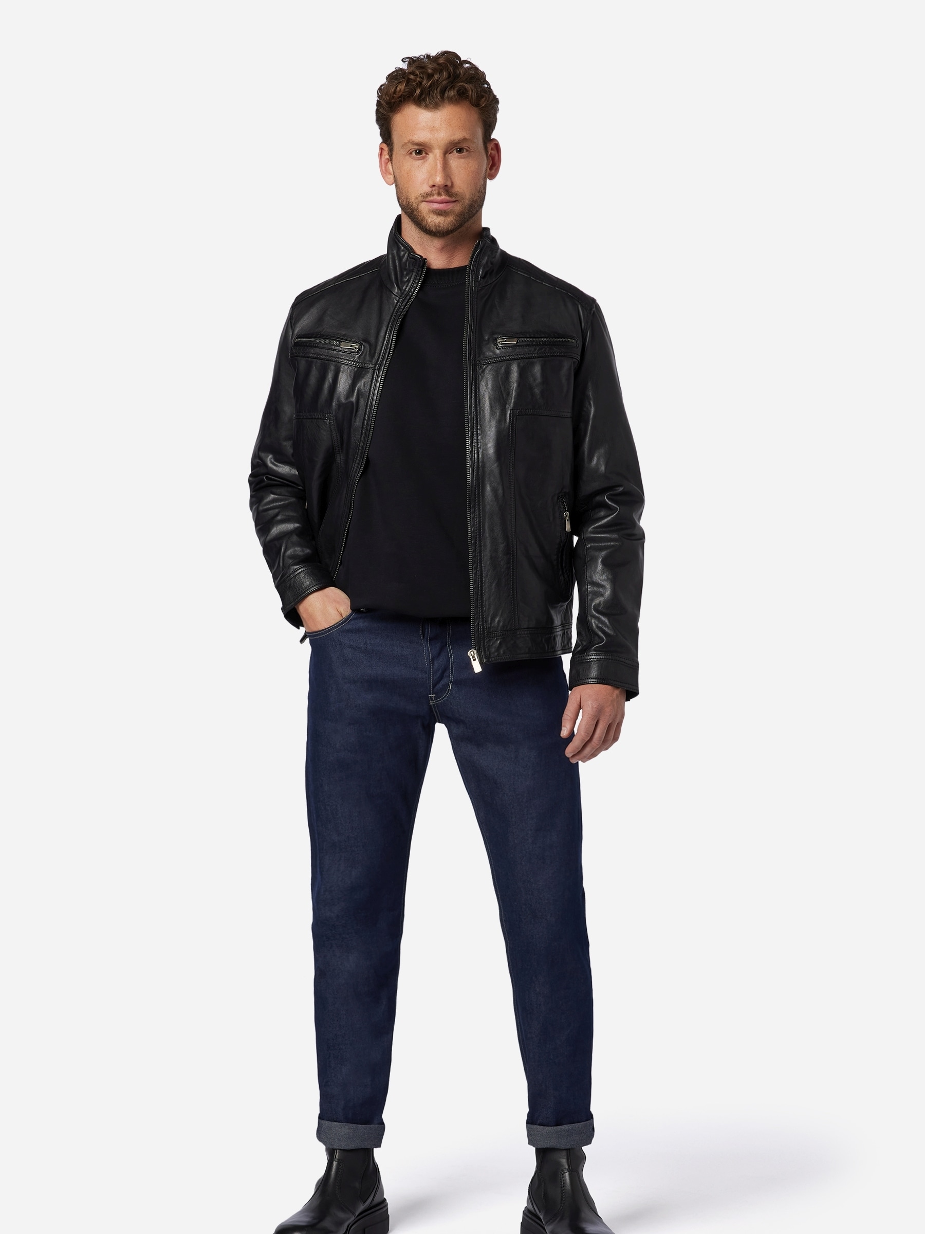 RICANO Bikerjacke »Lederjacke Albert« ohne Kapuze Handgefertigt aus echtem Leder