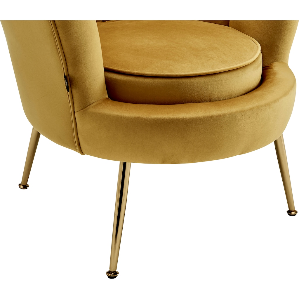 Leonique Loungesessel »Kelsey«, mit einem schönen weichen Samtvelours Bezug, edlem Metallgestell, Sitzhöhe 43,5 cm