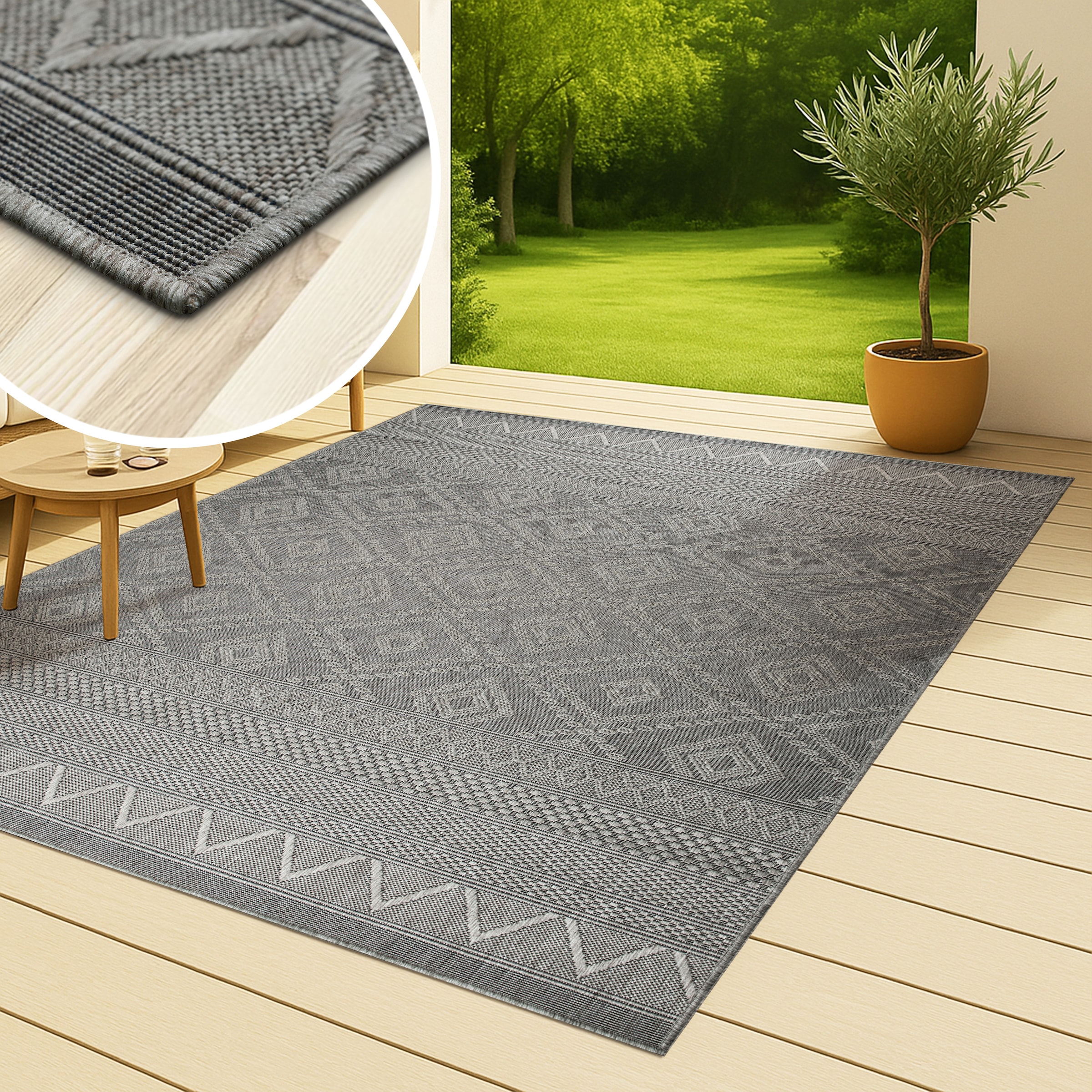 my home Teppich »Toronto auch als Läufer erhältlich«, rechteckig, 3 mm Höhe, In- und Outdoor geeignet, Sisal-Optik, Wetterfest & UV-beständig, Boho