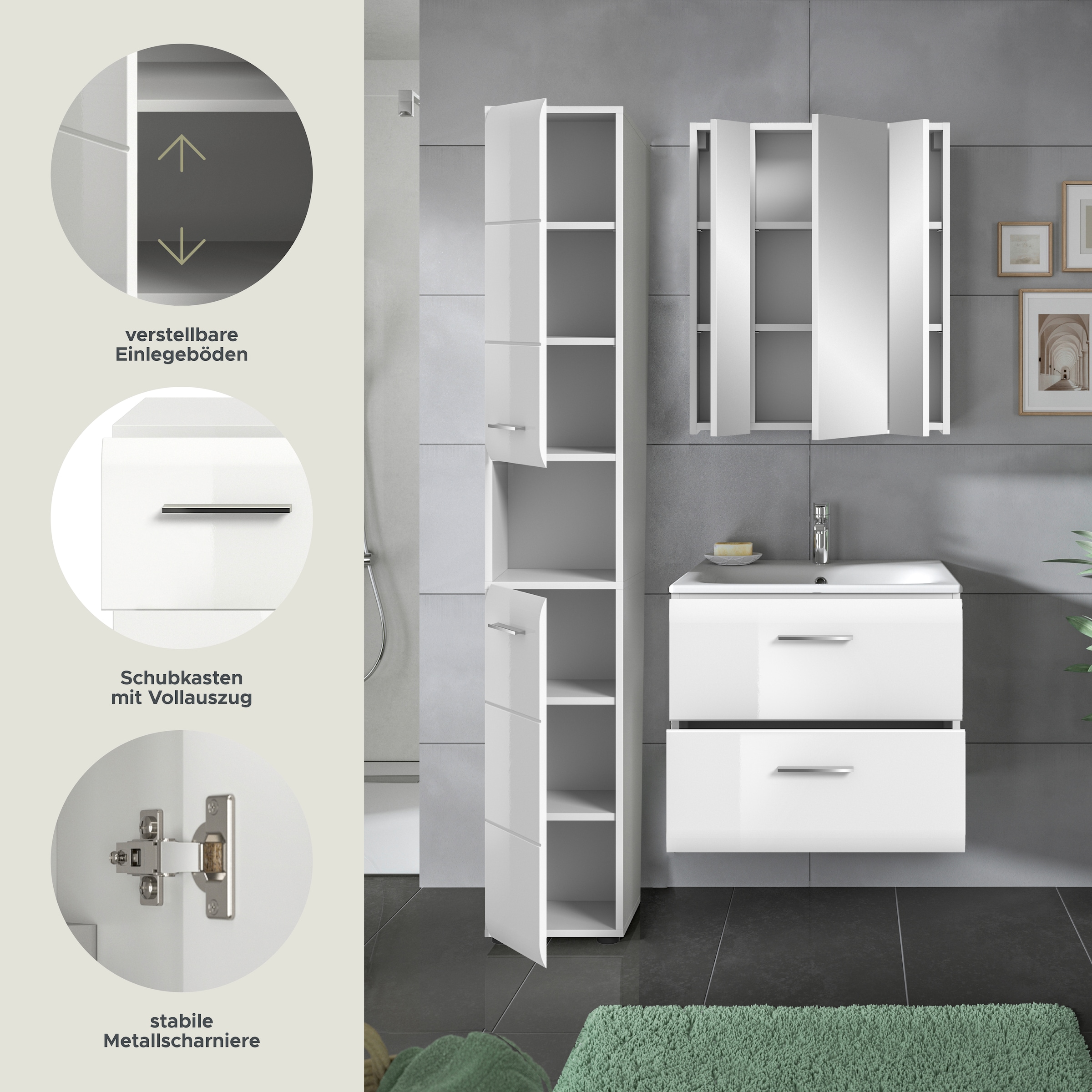 welltime Badezimmer-Set Set, 4 Stk. tlg.