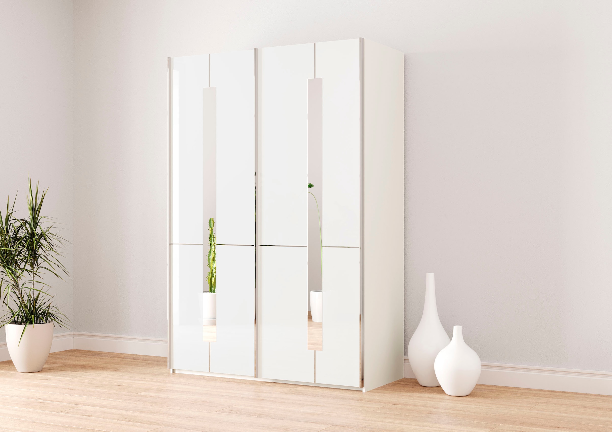 Musterring Schwebetürenschrank »Imola W« inkl. Einlegeböden und Kleiderstangen, mit Glastüren inkl. Zierspiegel