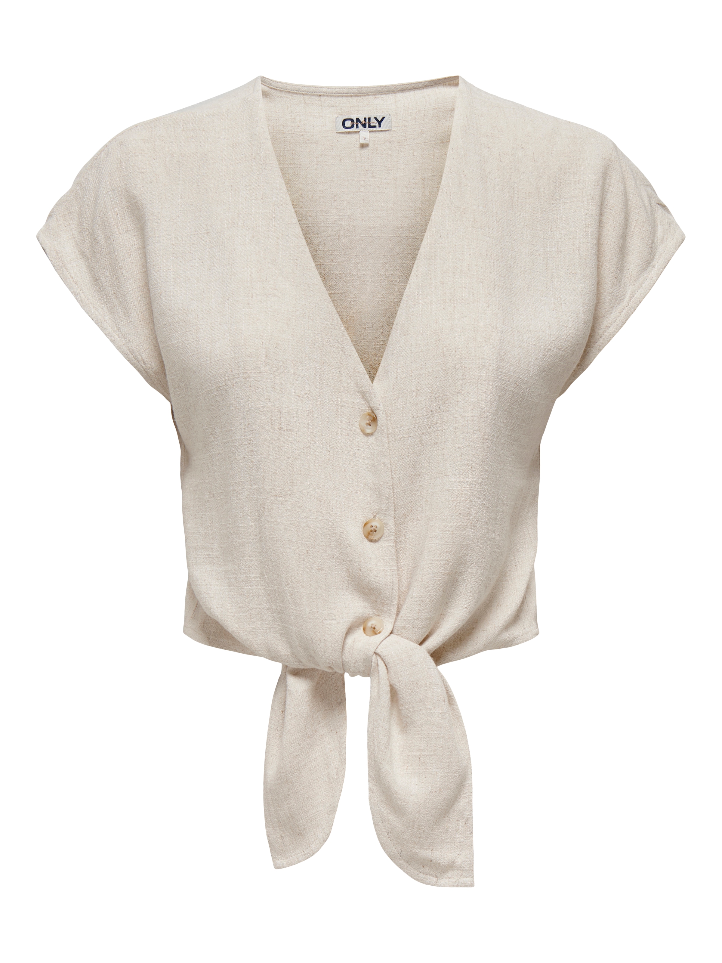 ONLY Kurzarmbluse »ONLSIESTA SS KNOT LIN BL SHIRT PNT NOOS«, mit Leinen