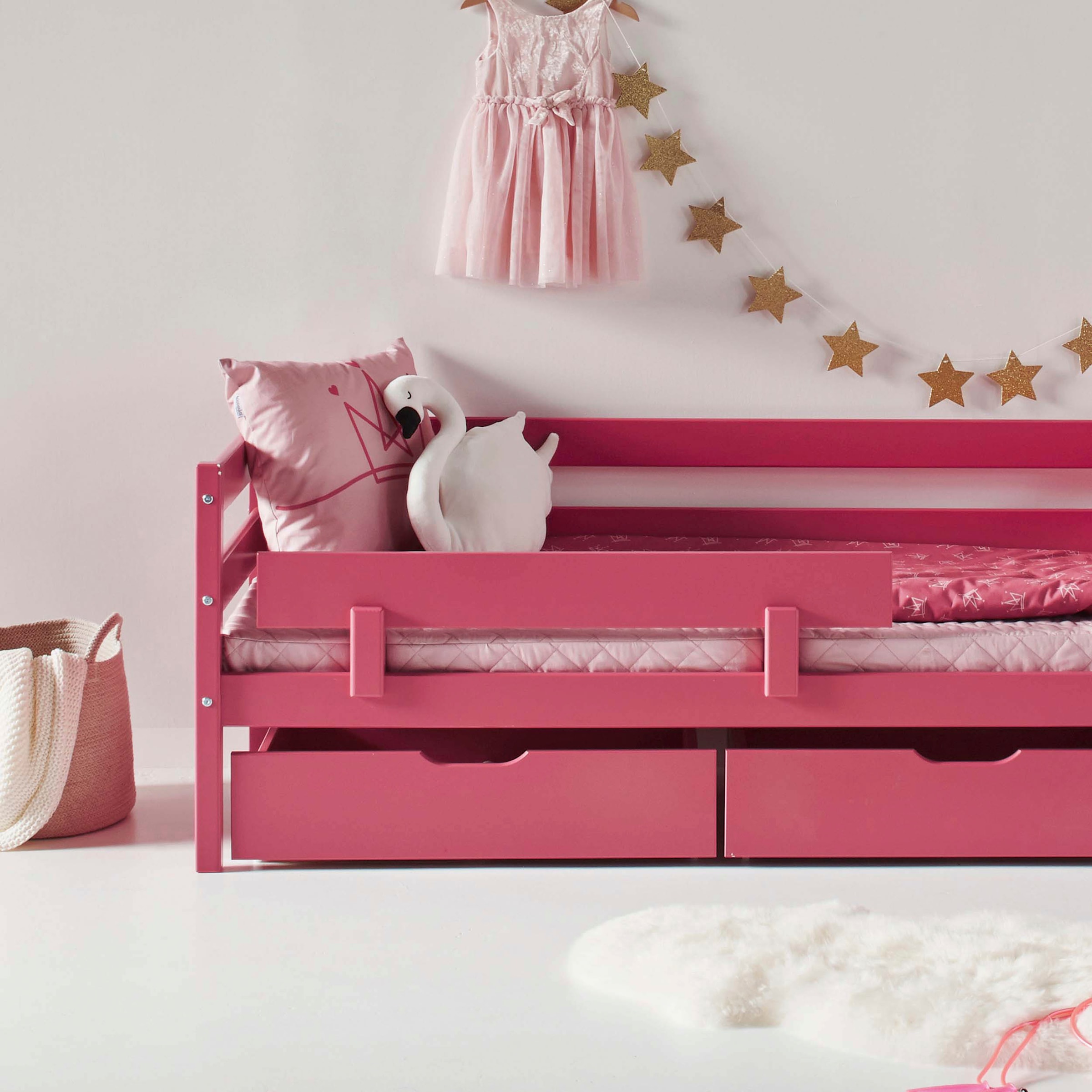 Hoppekids Einzelbett »ECO Comfort Kinderbett, Kiefer Massivholz, Jugendbett inkl. Rollrost«, 70x160 cm, wahlweise in verschieden Farben/ Matratze/ Absturzsicherung