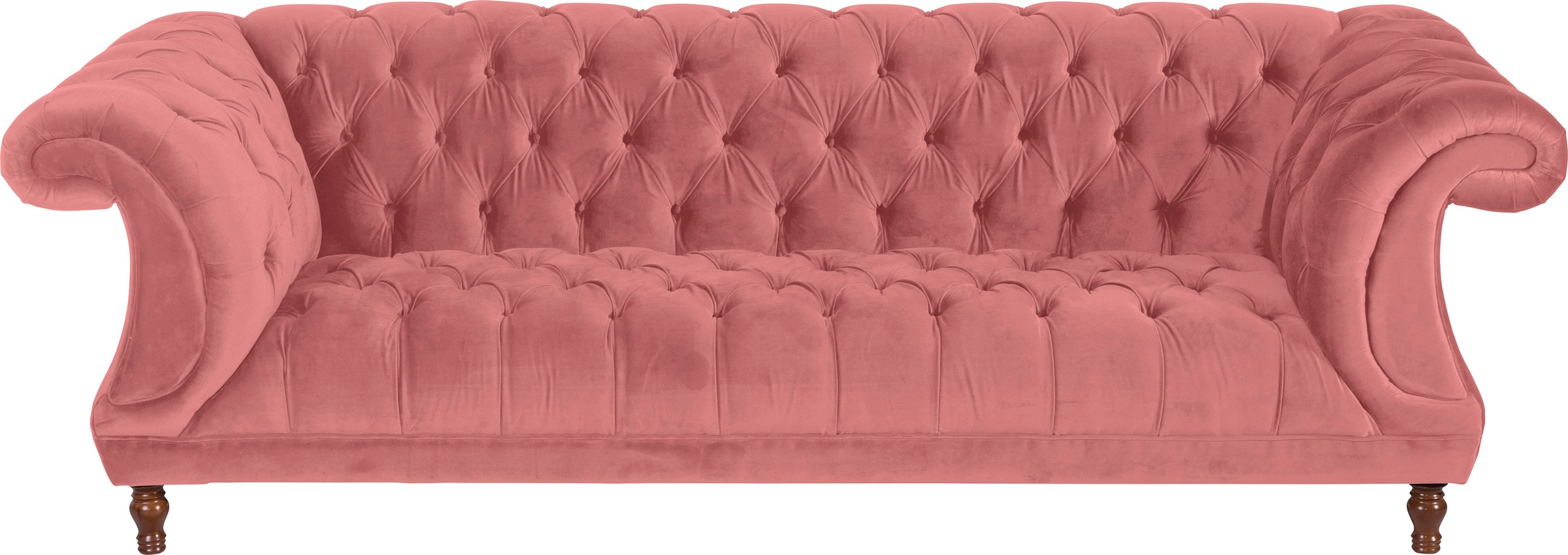 Max Winzer® Chesterfield-Sofa »Isabelle«, Knopfheftung & gedrechselten Füßen in Buche Nussbaum, Breite 260 cm