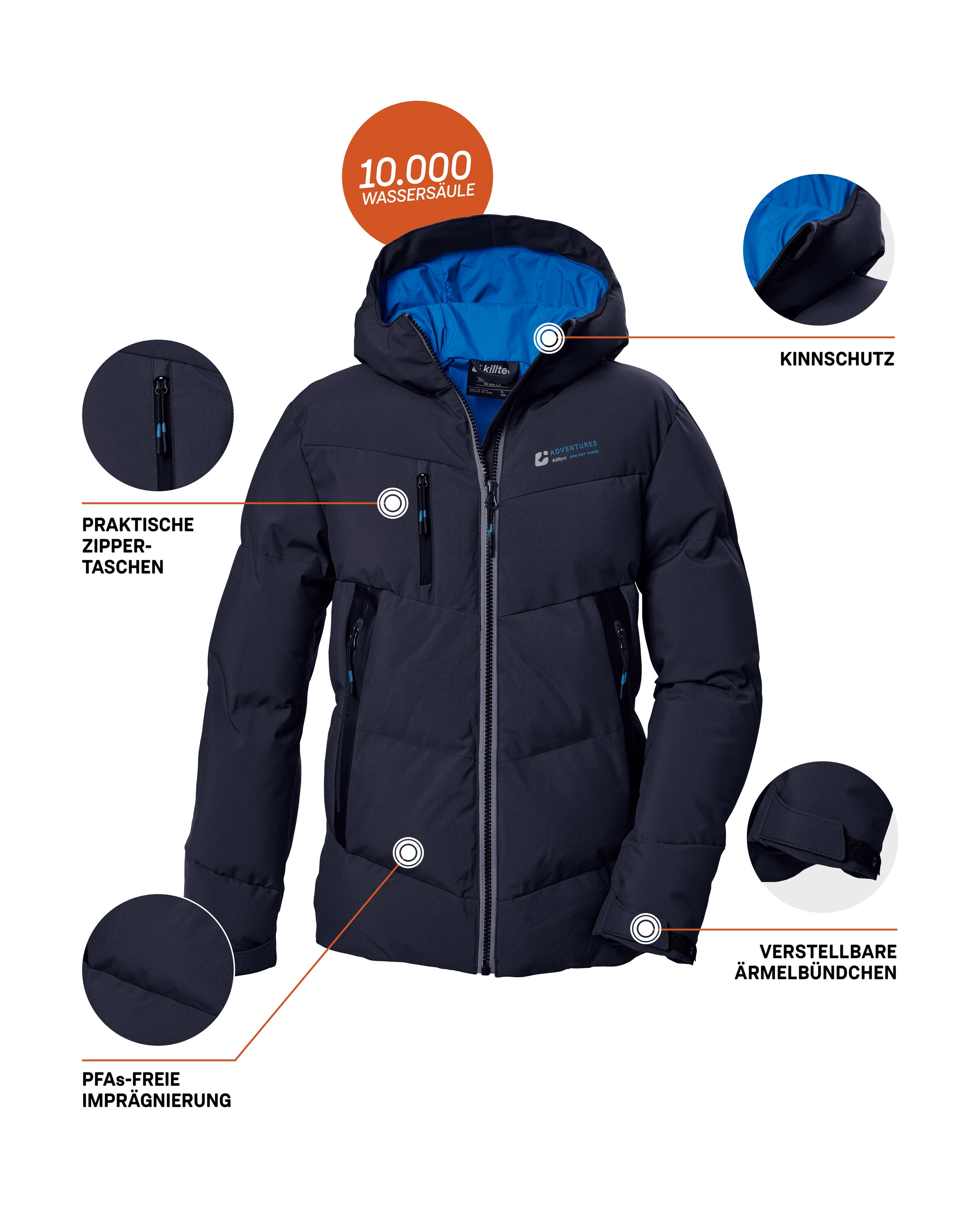 Killtec Steppjacke »KOW 374 BYS QLTD JCKT«, Wasserabweisende Jungenjacke mit verstellbaren Bündchen